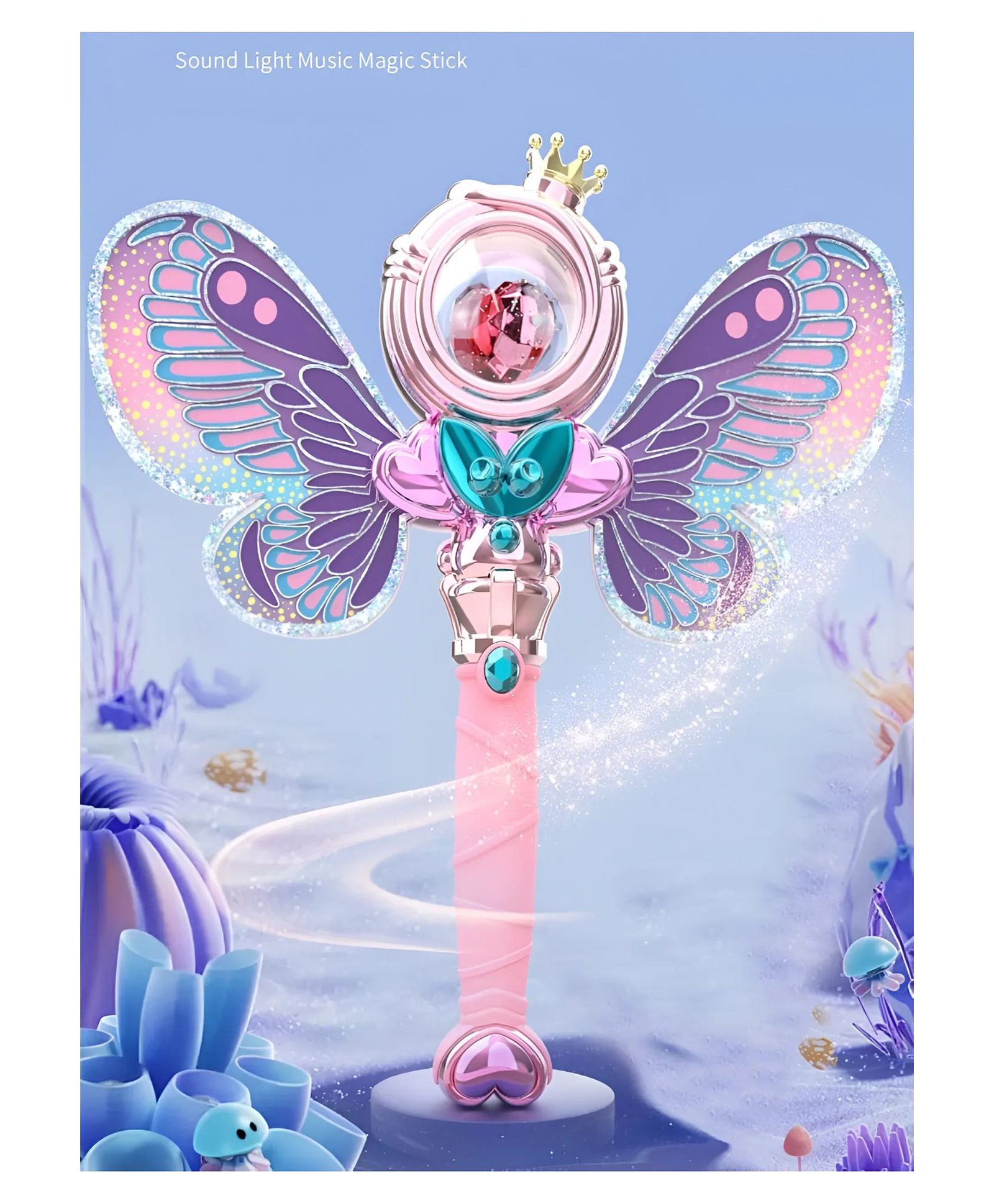 AKN TOYS Magic Henshin Rod Musical Glow Stick Princess Tiara Crown Toy For Girls With Light And Sound- PACK OF 1- ( COLOR MAY VARY )-picture-41