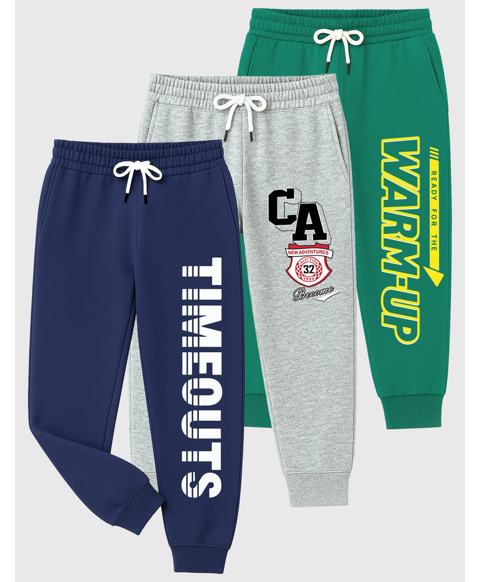 KUCHIPOO Cotton Blend Knit Pack Of 3 Typography Printed Trackpants - Multi Colour-picture-48