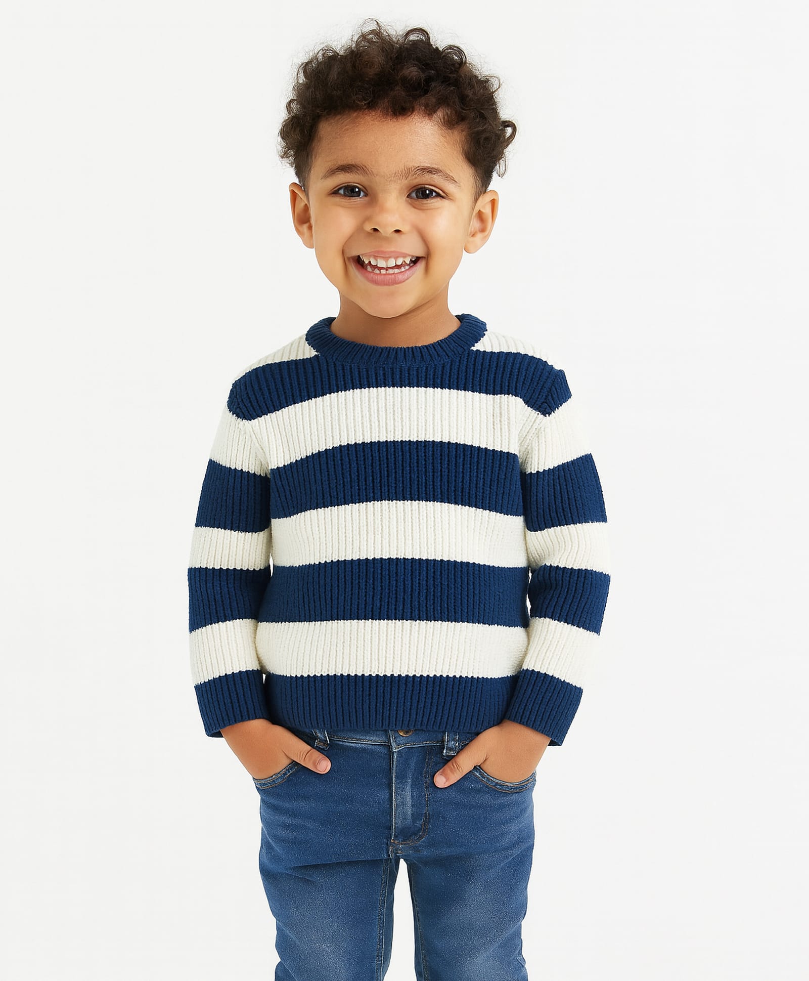 Sportking Knit Full Sleeves Striped Light Winter Sweater - Blue-picture-16