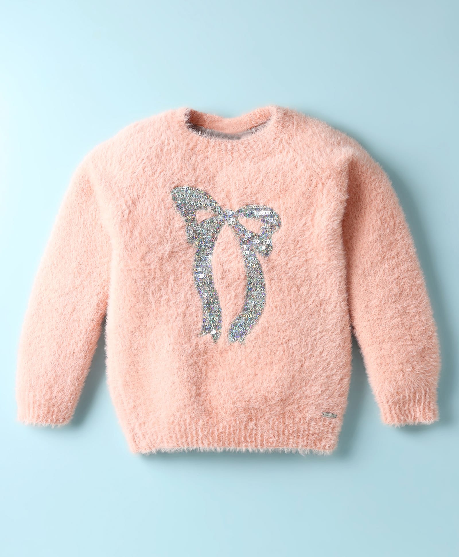 Yellow Apple Knit Full Sleeves Pullover Sweater With Sequin Detailing - Pink-picture-20