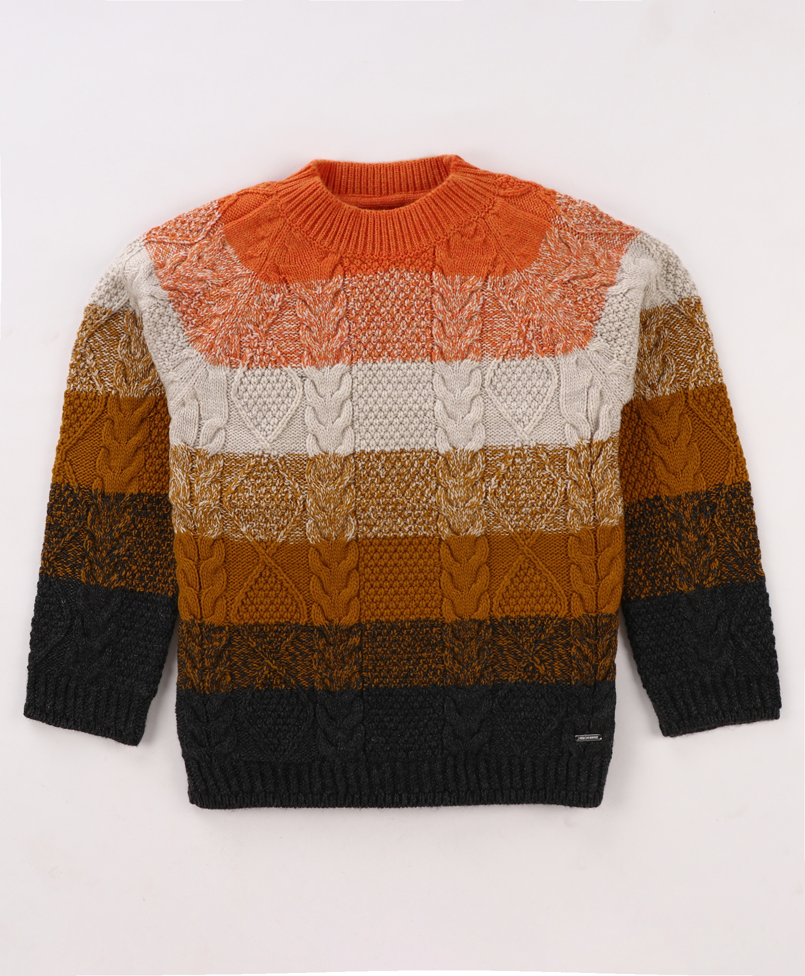 Yellow Apple Knit Full Sleeves Pullover With Cable Knit Design - Multicolour-picture-24