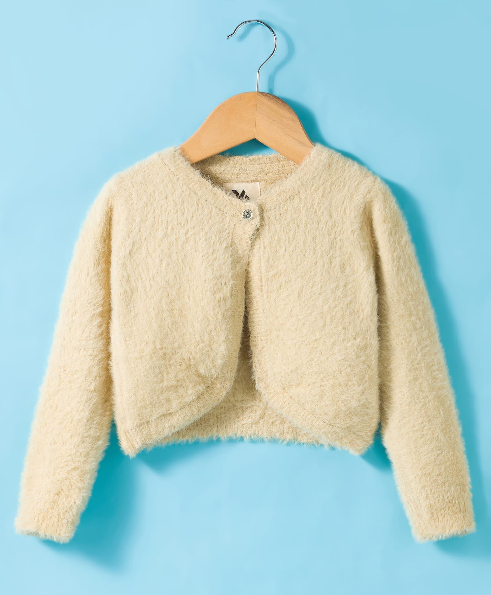 Yellow Apple Knitted Full Sleeves Solid Woollen Shrugs - Beige-picture-23