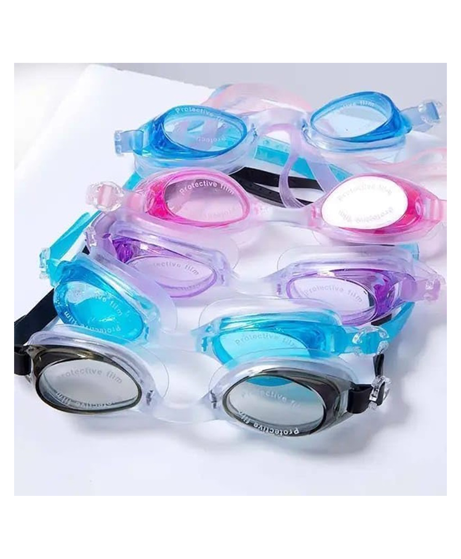 Azhari Maxx Sport Antifog Swimming Goggles Adjustable Soft Silicone Strap (Multi color) for Swimming in the Sea or Pool For kid Color May Vary-image-46