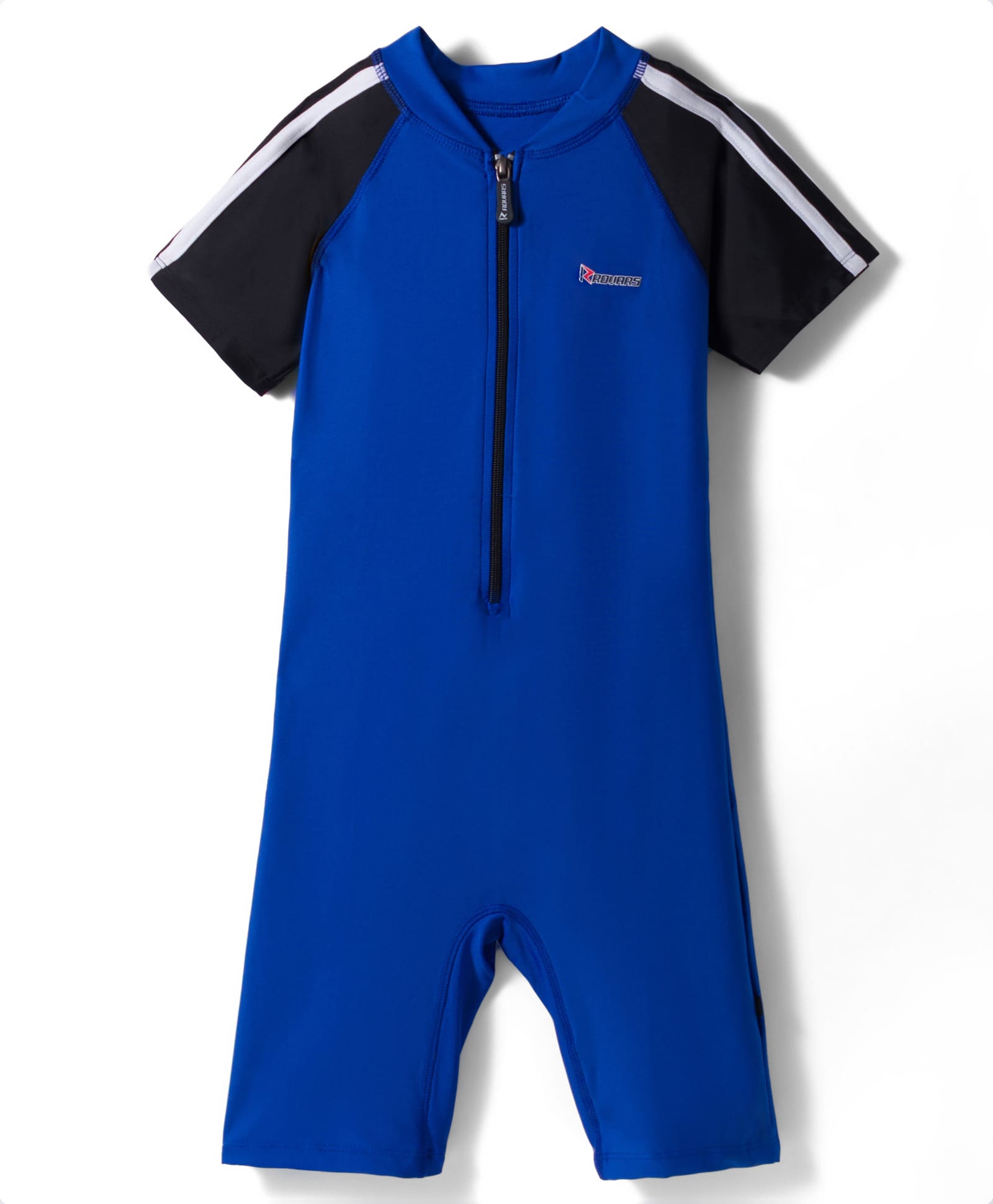 ROVARS Half Raglan Sleeves Legged Swimsuit - Black & Royal Blue-picture-32