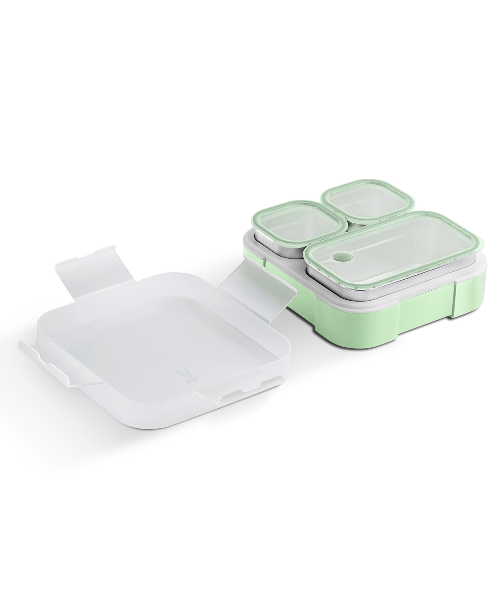 VAYA TYDBYT Lunchbox, Stainless Steel Bento Lunch Box with 3 Compartments Ideal for Kids, Office, and School Use, Color Winter Mint-picture-27