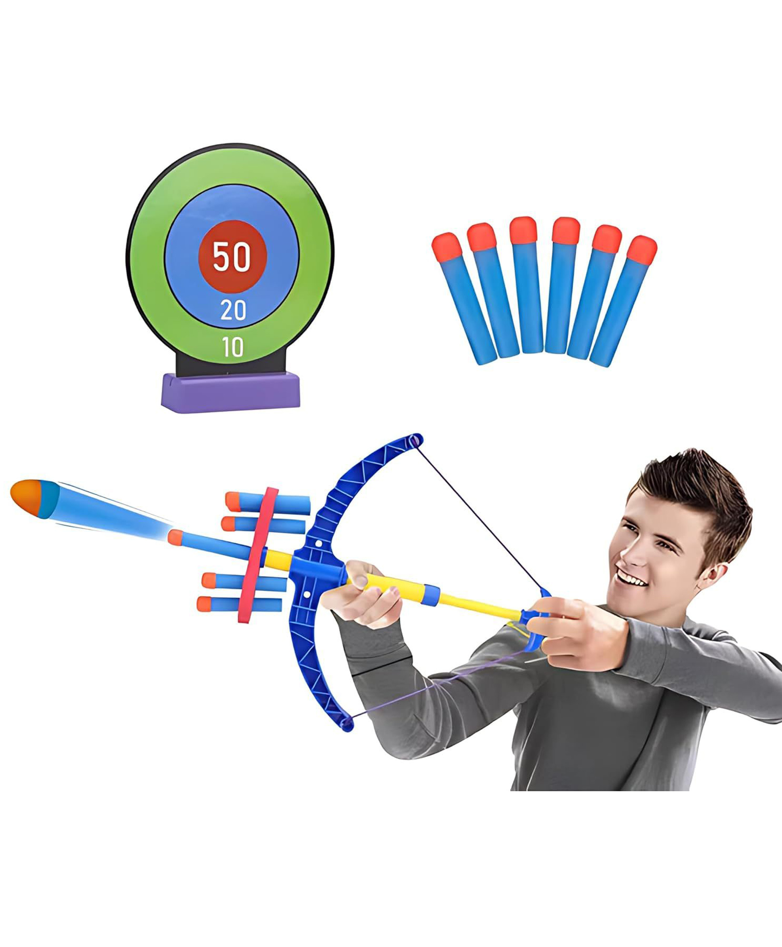 Sanjary Crossbow Bow and Arrow for Kids Archery Set with Soft Foam Bullets & Target Indoor Outdoor Toy for Kids color design may vary-image-38