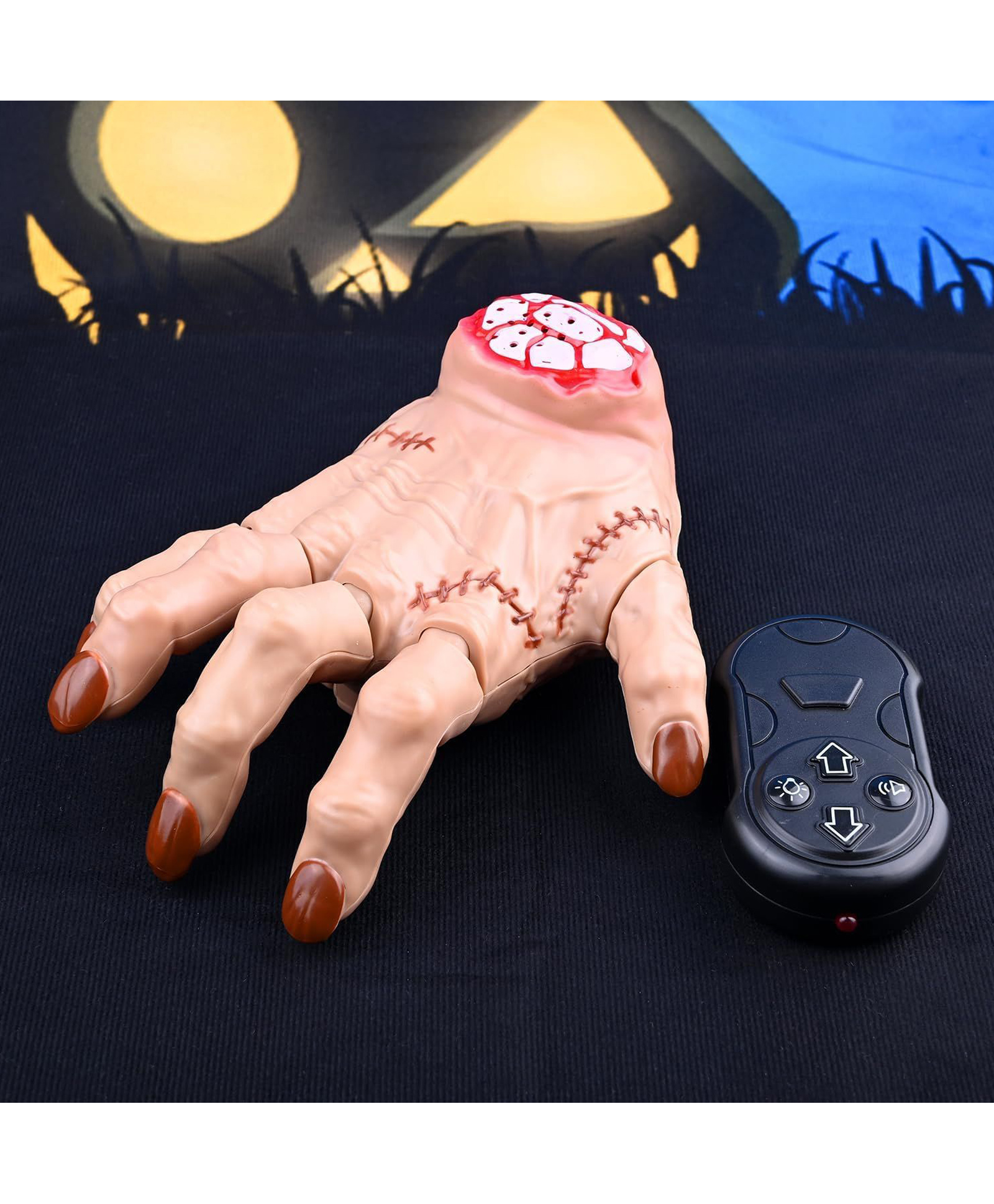 Sanjary Crawling Hand Remote Control Movable Sounded Creepy Motion & Effects for Haunted House Wednesday Costume Horror Party toy color design may vary-picture-39