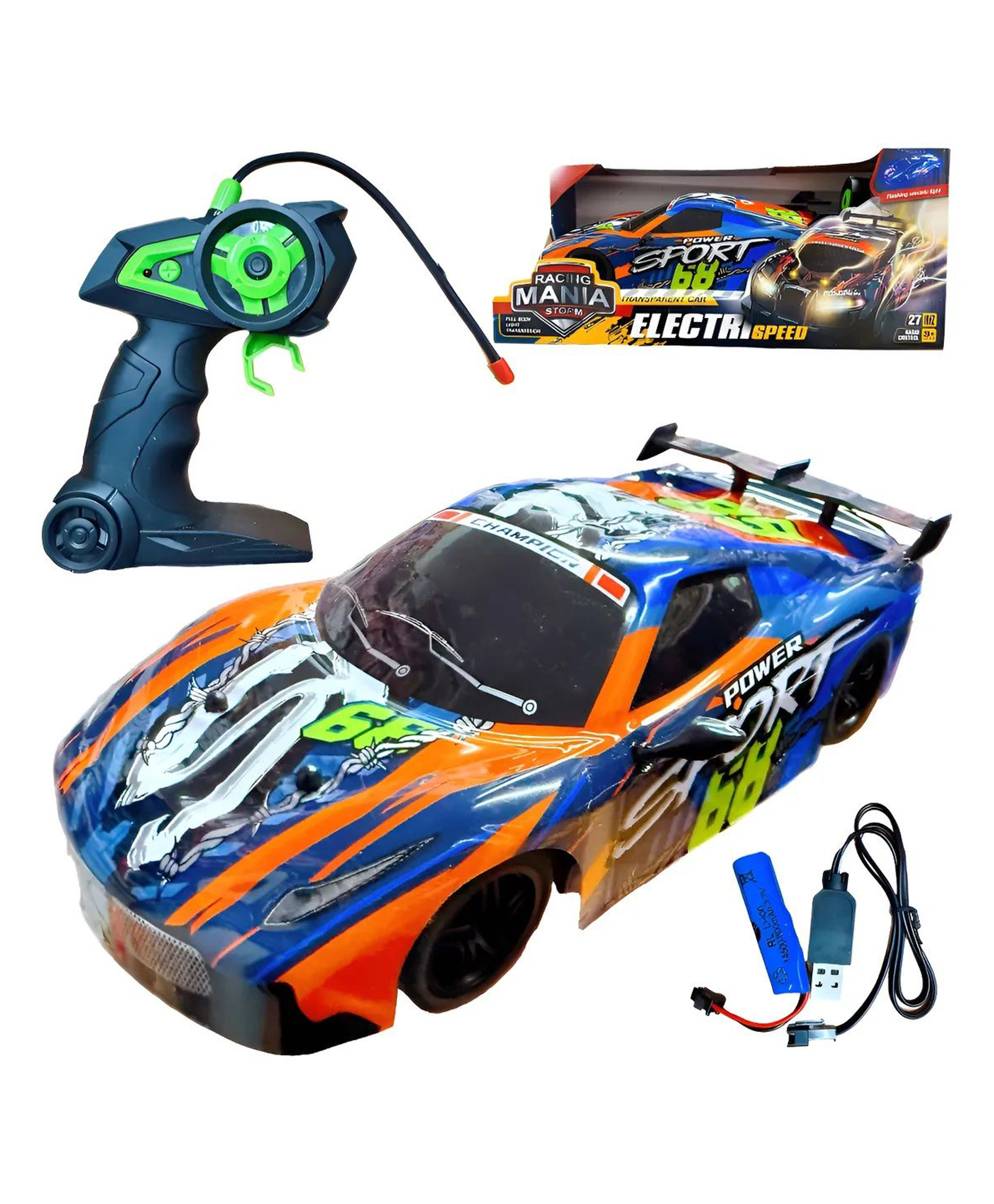 Sanjary High-Speed Remote Control Racing Car a rechargeable RC sport car with 2.4GHz wireless controller, thrilling indoor and outdoor racing fun for kids. Color design may vary-image-2