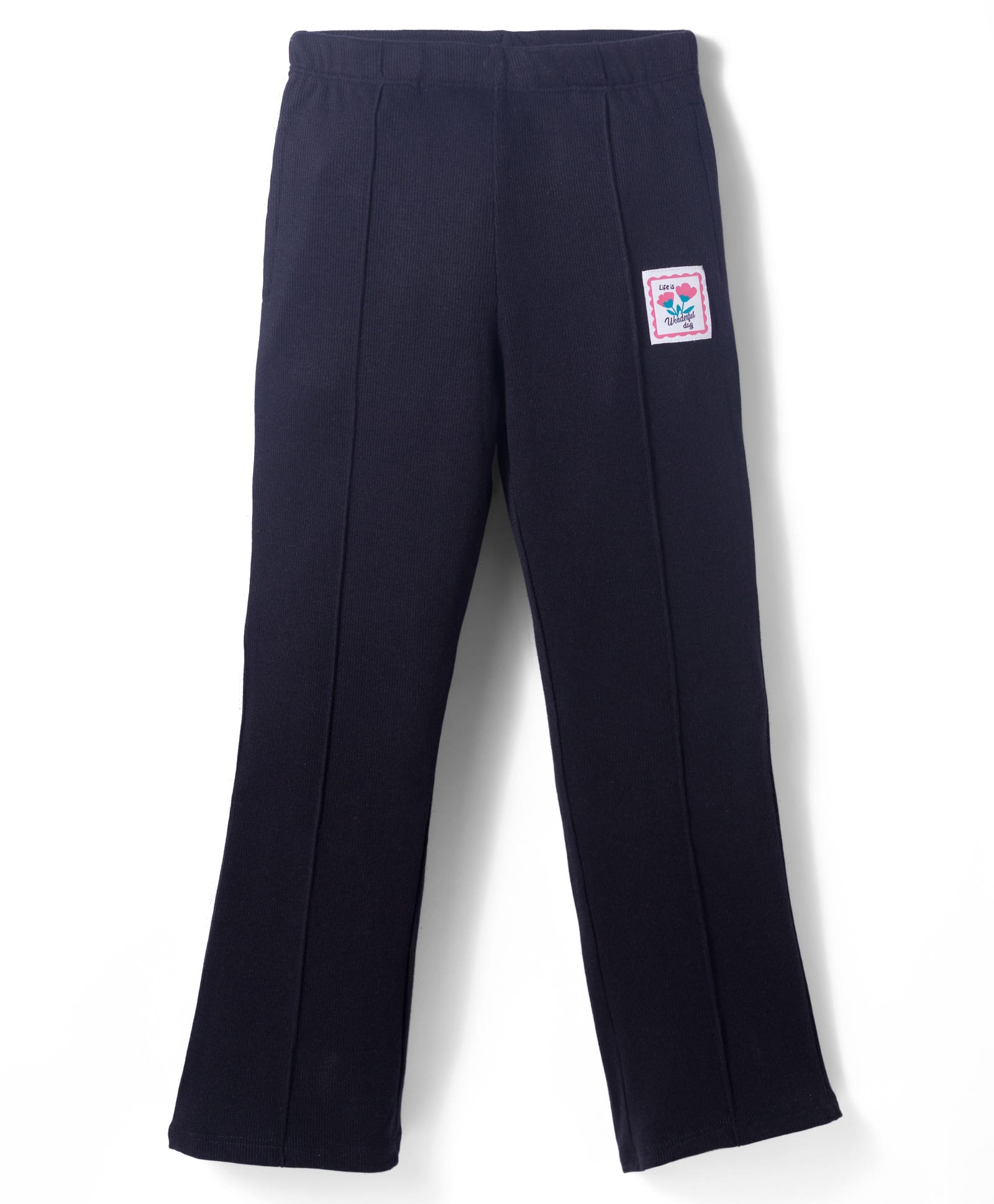 Honeyhap Premium Cotton Elastane Knit Bio Finish Full Length Leggings With Floral Patch - Black Beauty-image-15