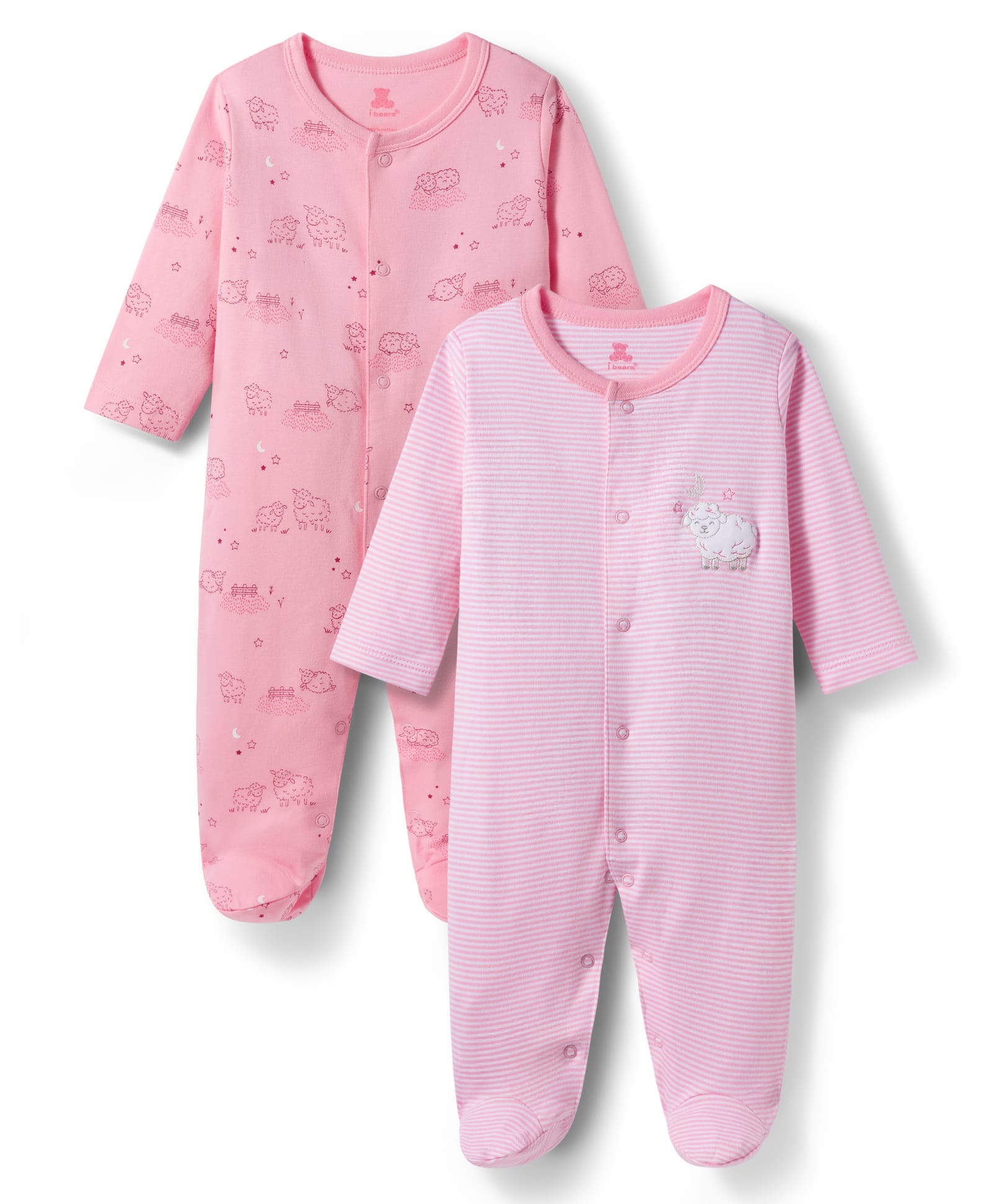 I Bears Interlock Knit Full Sleeves Striped & Printed Footed Rompers Pack of 2 - Multicolor-image-17