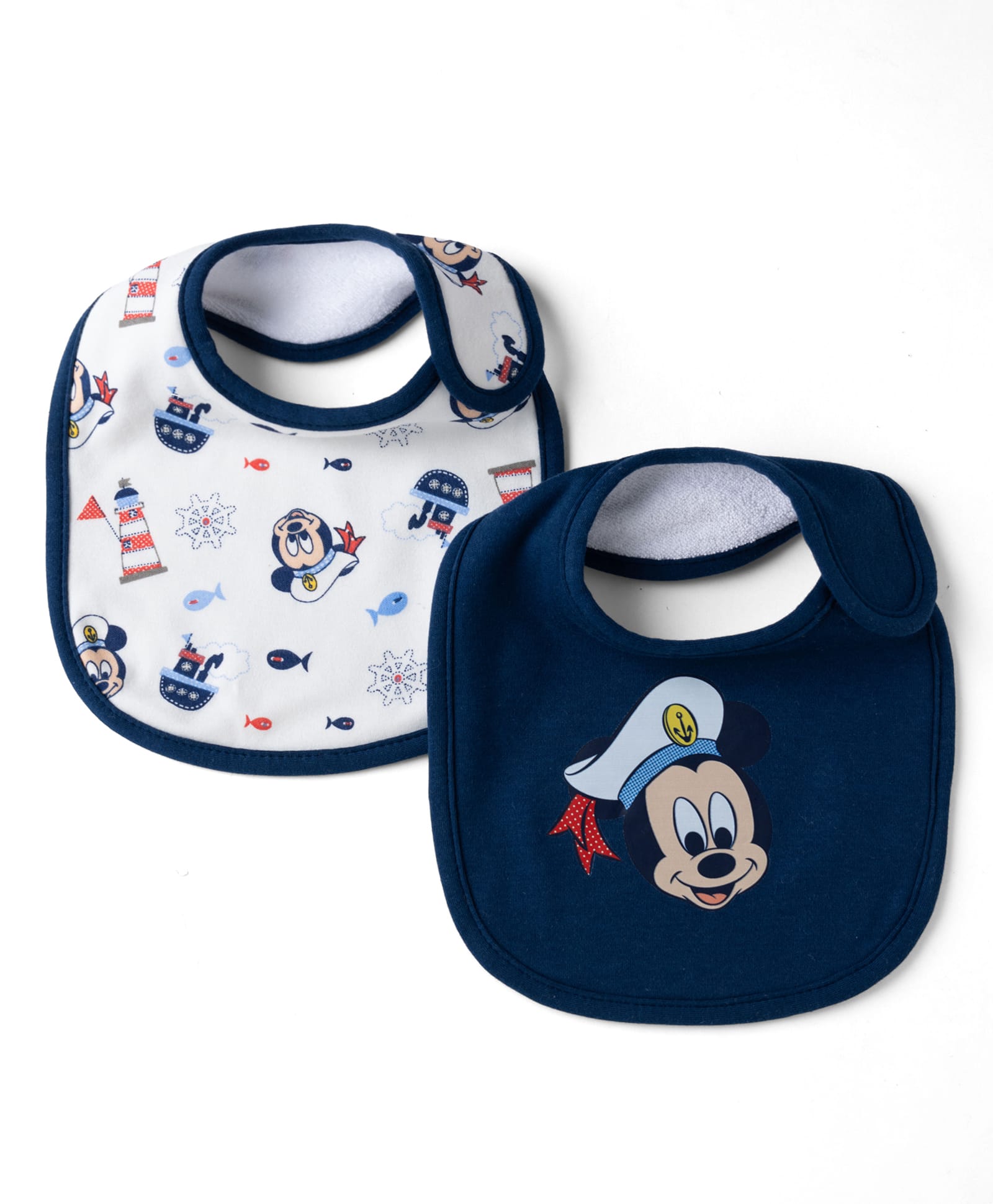 Babyhug Disney Mickey Sailor Print Premium Bibs Pack of 2 - Blue & Navy| Soft & Skin Friendly| Absorbent Material| Feeding & Drool Protection| Machine Washable| Easy Velcro Closure-image-44