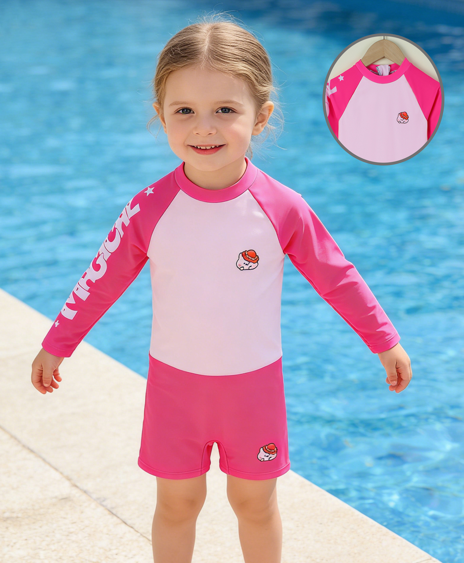 Mark & Mia Full Raglan Sleeves Legged Swimsuit with Bunny Print - Fuchsia-picture-14