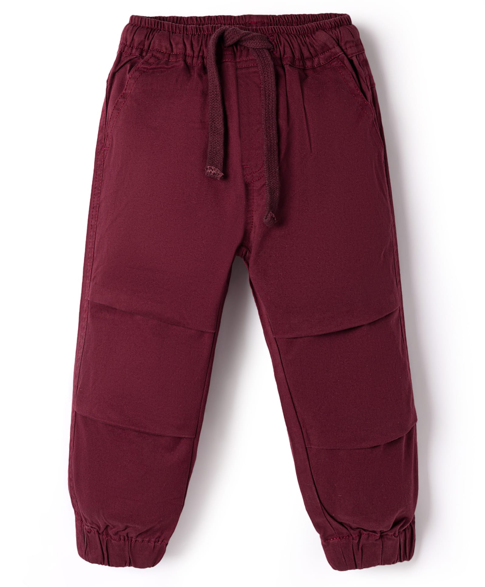 kookie kids india Kookie Kids Twill Woven Full Length Solid Cargo Trouser - Maroon-picture-31