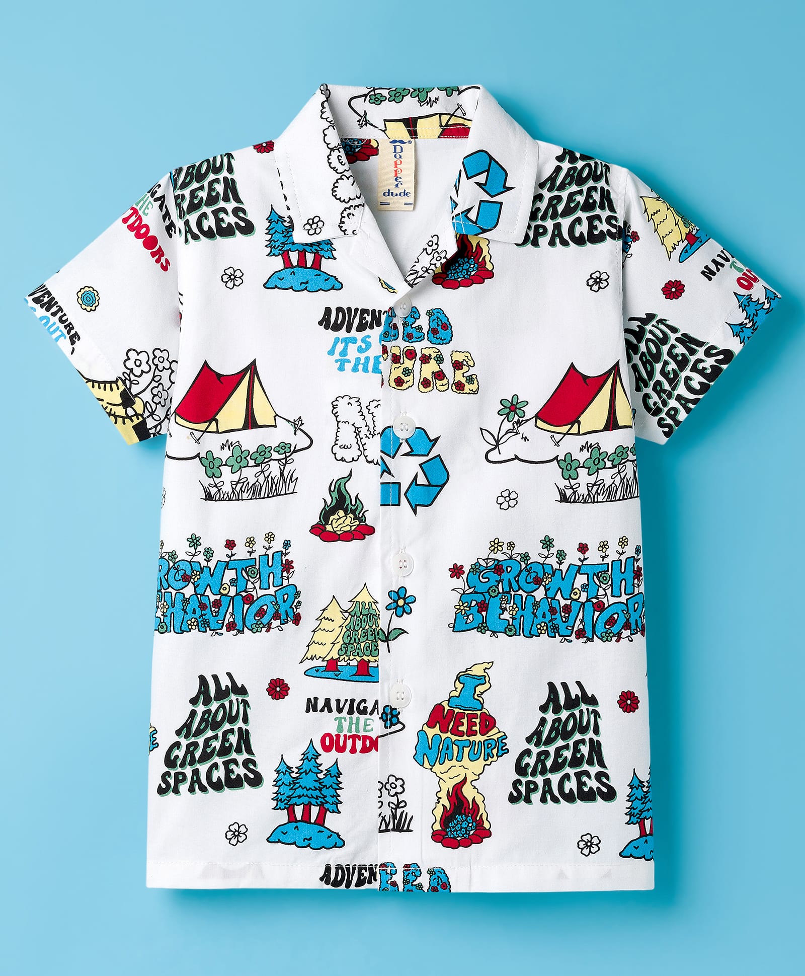 Dapper Dudes Half Sleeves Typography Printed Shirt - Sky Blue-image-14