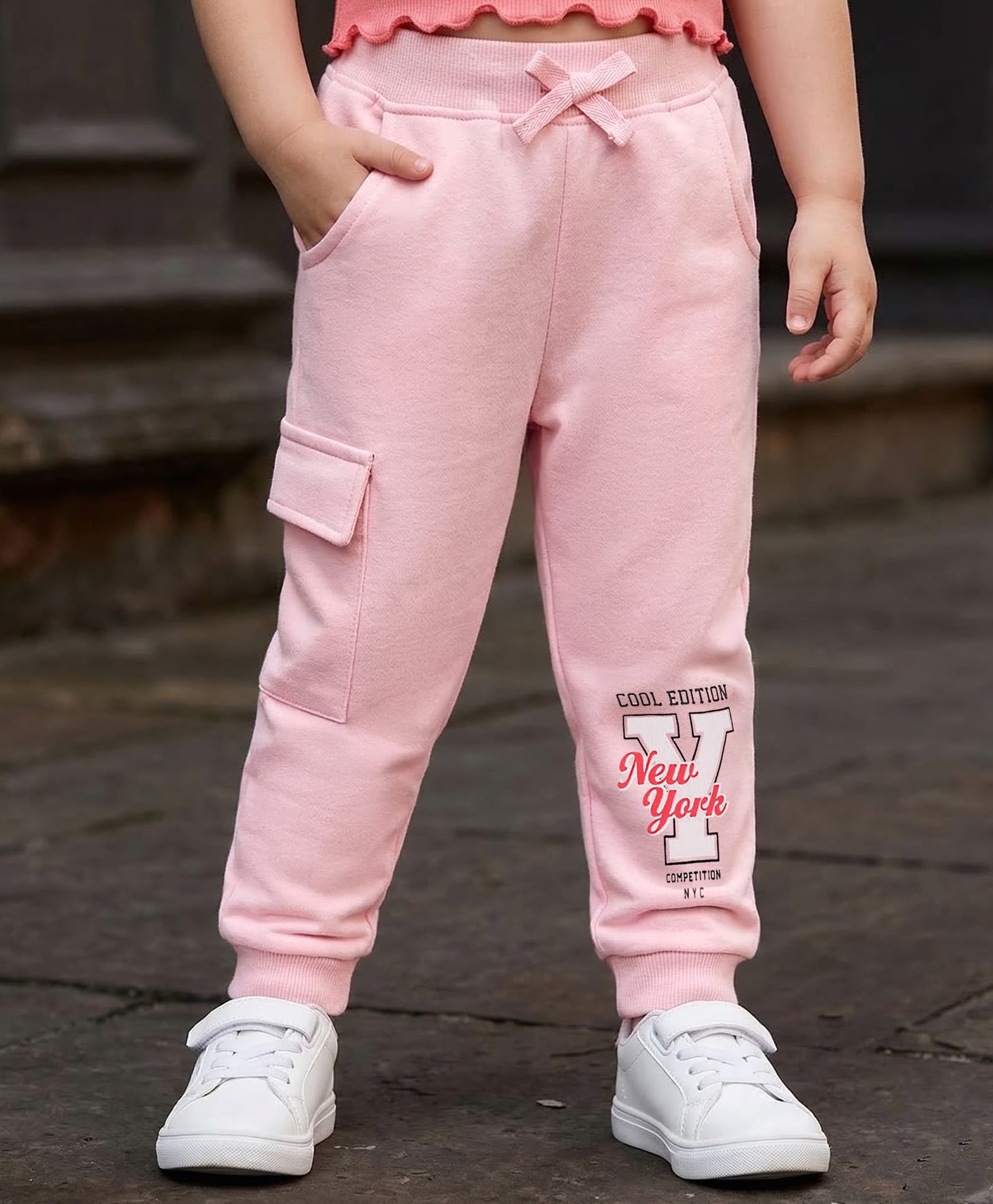 Babyhug Cotton Looper Knit Full Length Lounge Pant With Text Print - Pink-picture-23