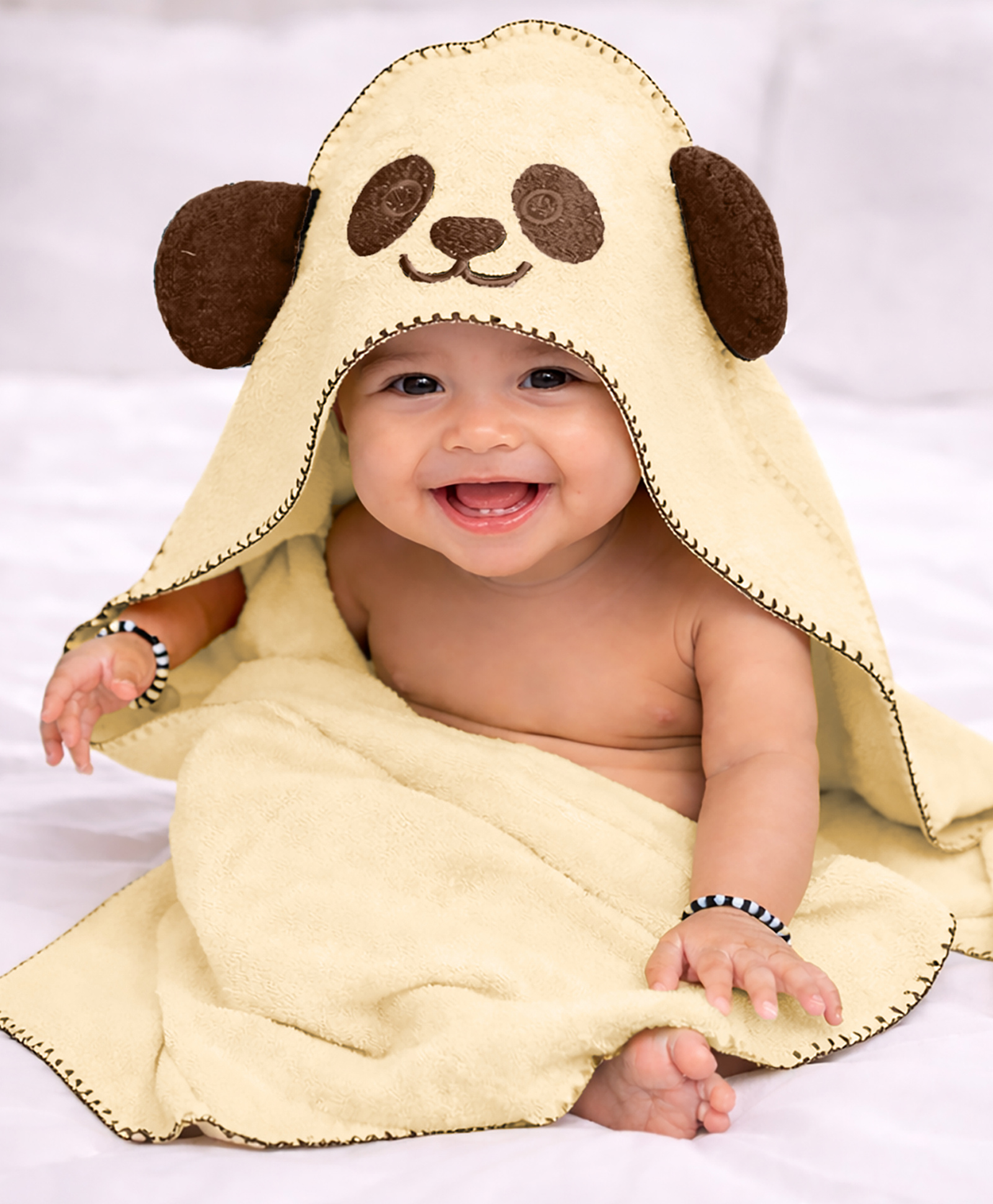 Mumma's Touch Organic Bamboo Fiber Woven Panda Designed Hooded Towel - Yellow-picture-15