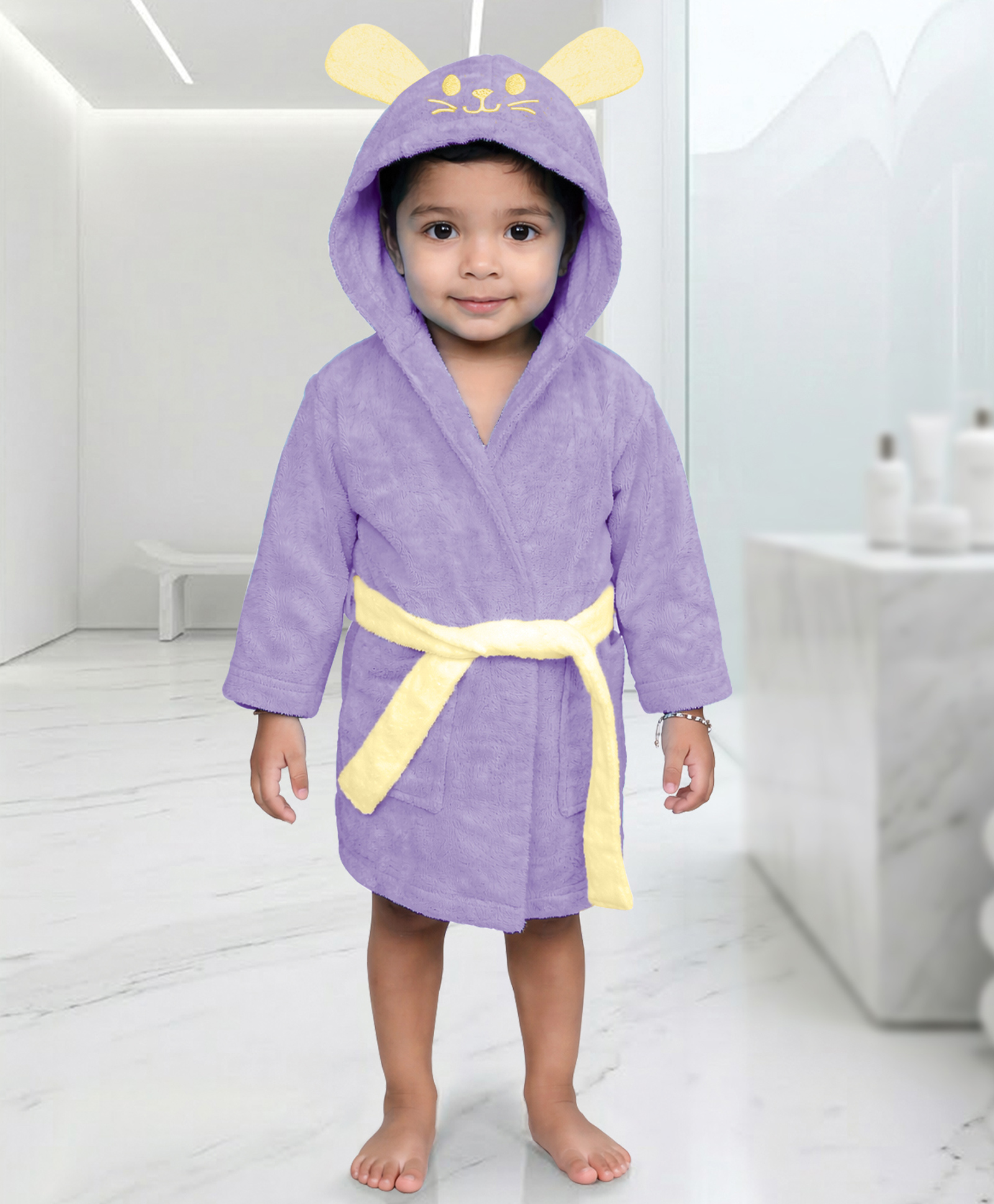 Mumma's Touch Organic Bamboo Fibre Woven Bunny Designed Hooded Bathrobe - Magenta-image-35