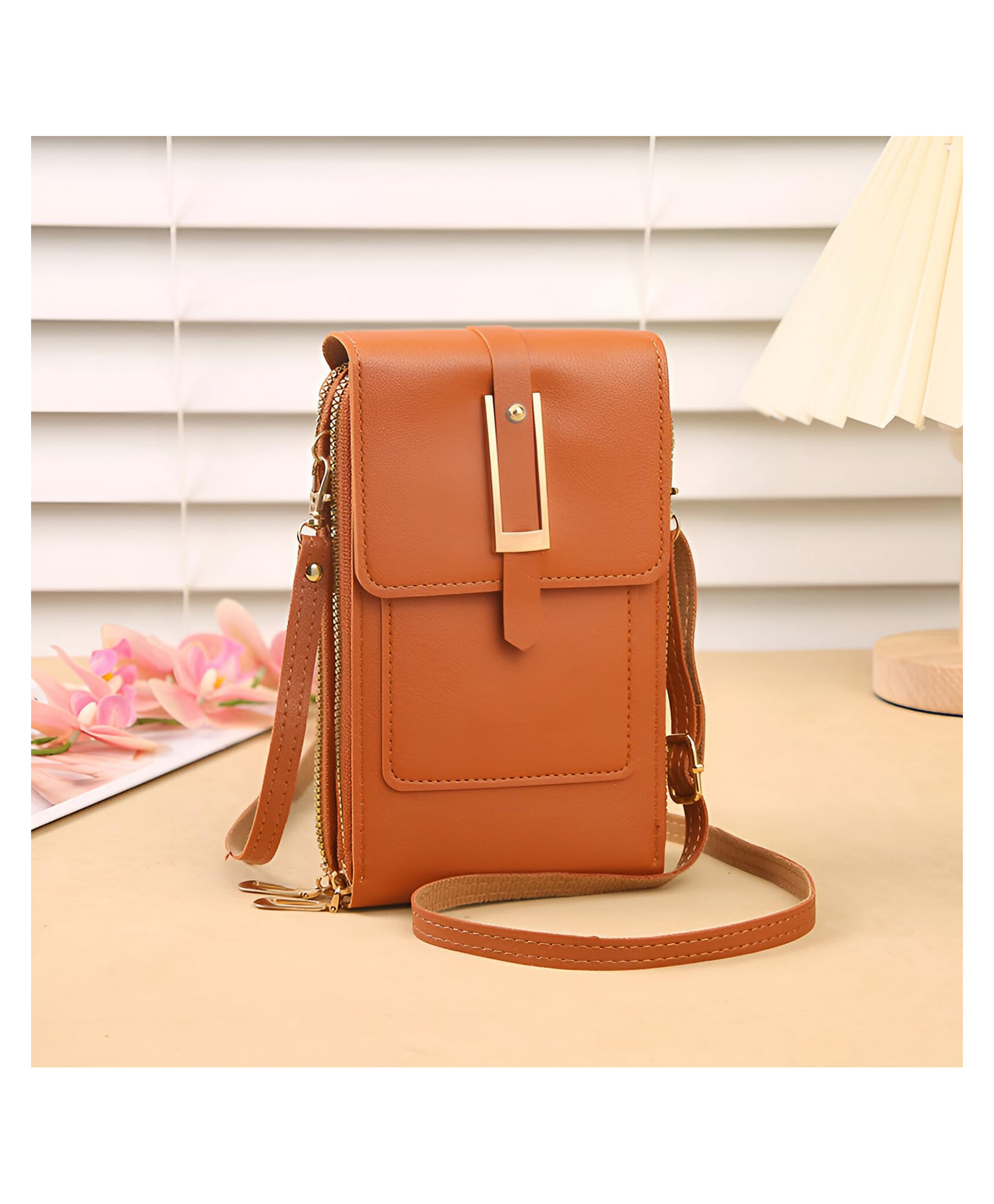 MOMISY Mobile Sling Bag with Transparent Screen - Brown-picture-16