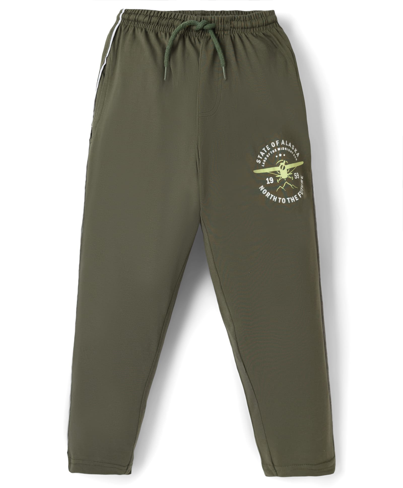 Taeko Single Jersey Knit Full Length Lounge Pant With Text Print - Green-image-45