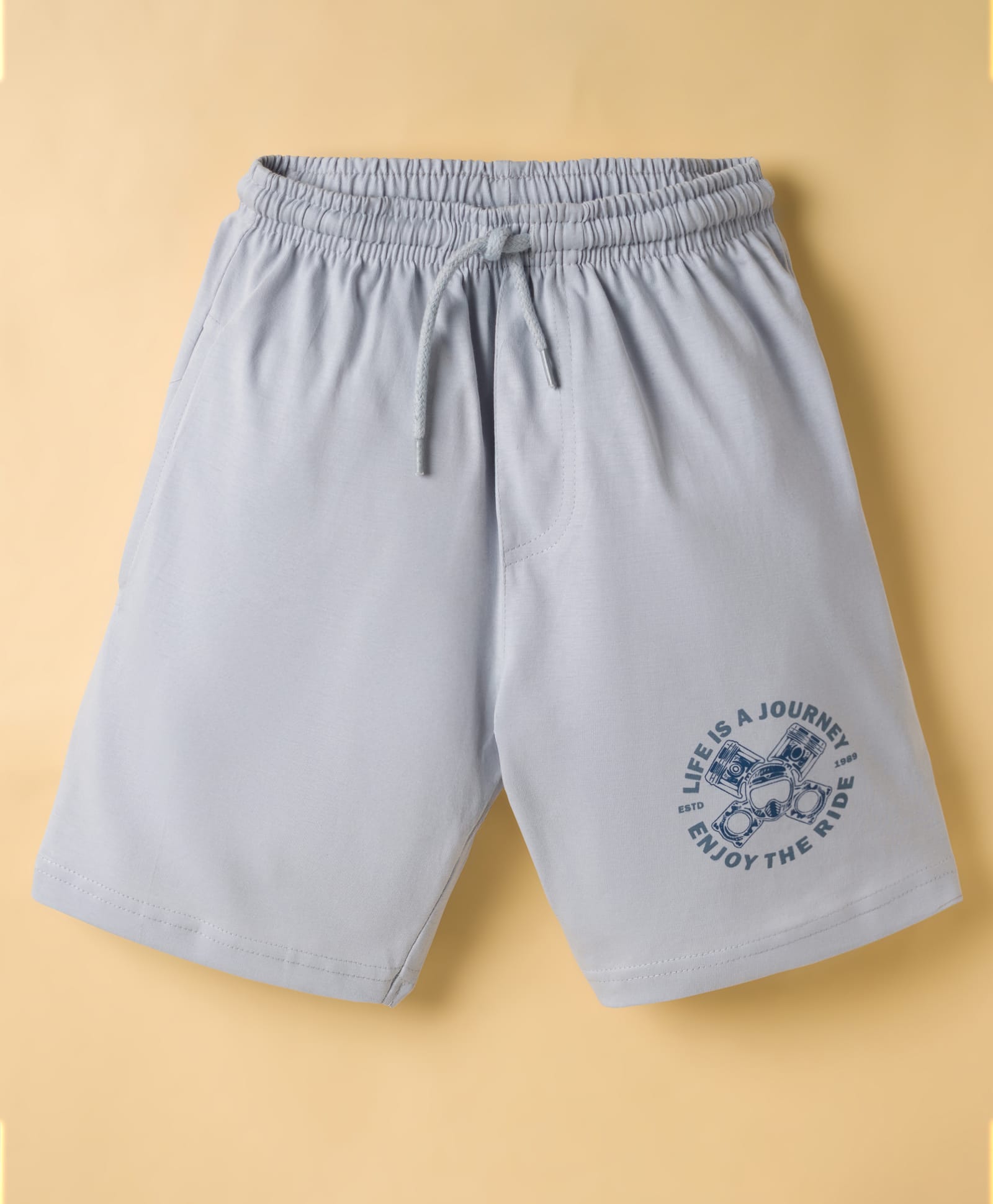 Taeko Single Jersey Knit Short With Text Print - Blue-picture-25