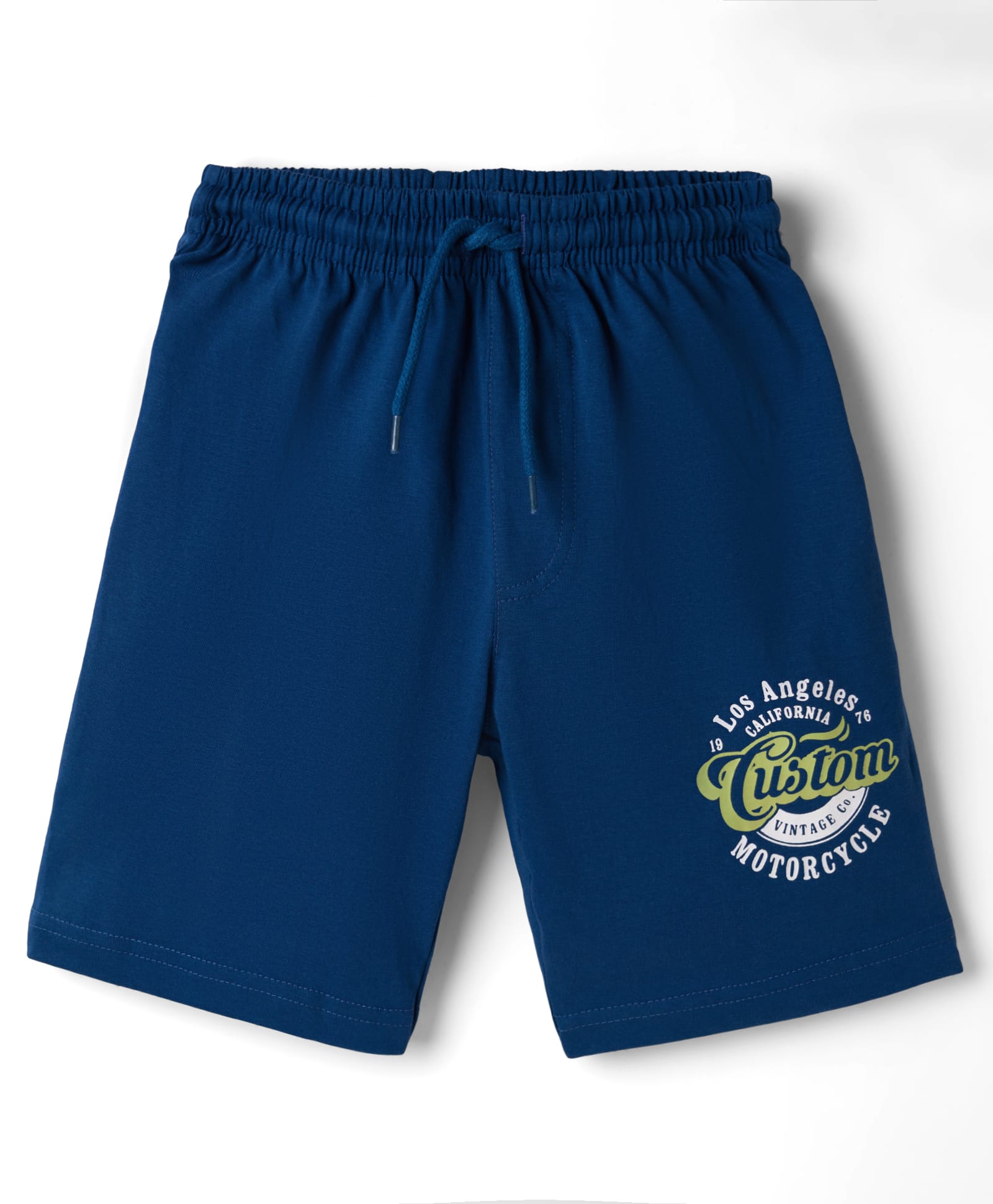 Taeko Single Jersey Knit Shorts With Text Print - Blue-image-14