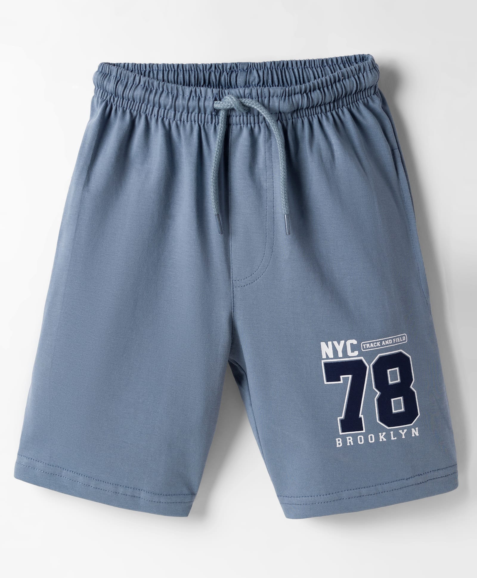 Taeko Single Jersey Knit Knee Length Short With Text Print - Blue-picture-47