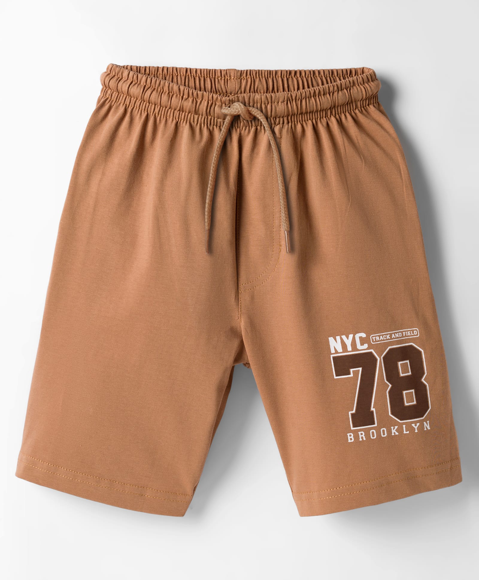 Taeko Single Jersey Knit Knee Length Short With Text Print - Tan-picture-27