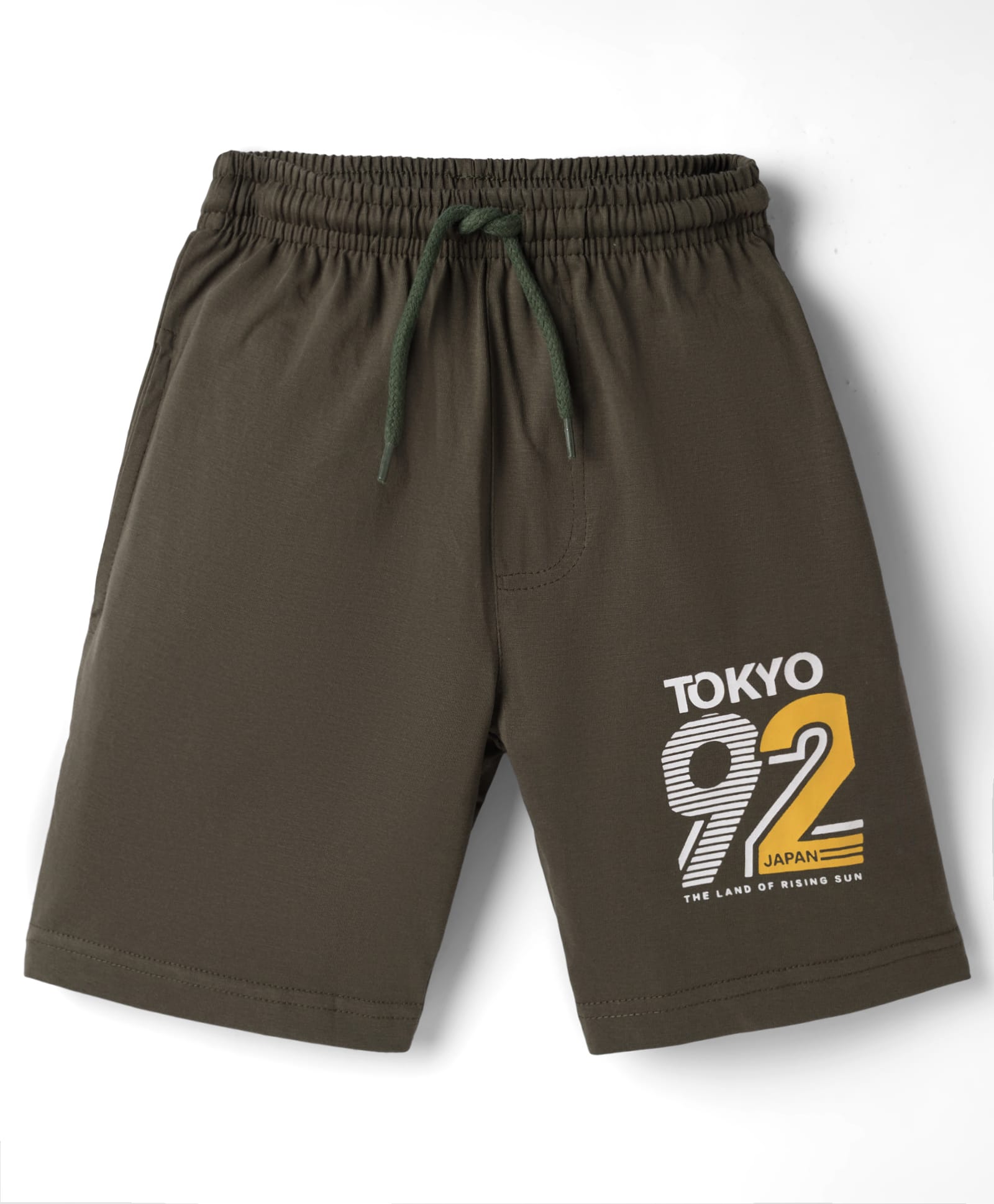 Taeko Single Jersey Knit Knee Length Short With Text Print - Green-picture-19