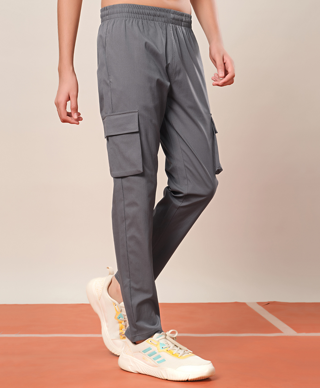 Technosport Knit Solid Cargo Track Pant - Light Grey-picture-30