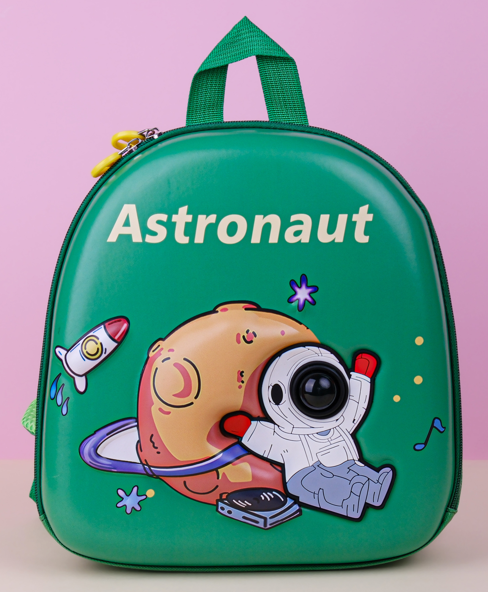 Dukiekooky Kids Green Mesh Back Panel Space Astronaut School Backpack- 10 Inches-image-49