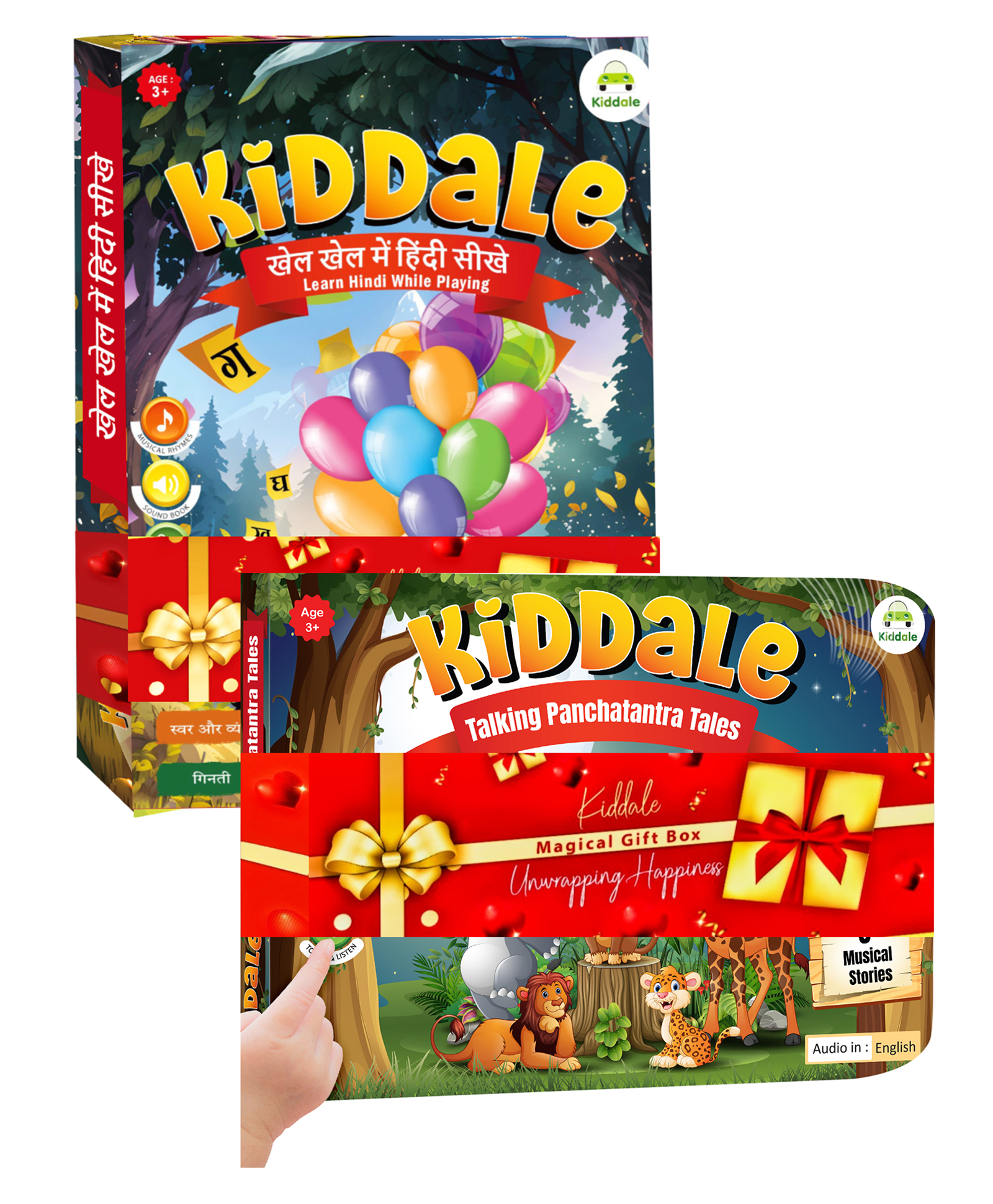 Kiddale Hindi & English Sound Books for Kids Learn Hindi Alphabet (Varnamala) + English Panchatantra Stories Musical, Interactive Learning Book Set-image-17