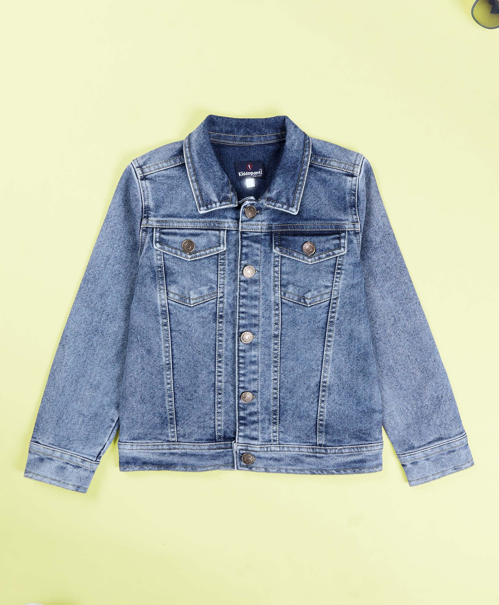 Kiddopanti Denim Woven Full Sleeves Mild Washed Jacket - Light Blue-picture-38