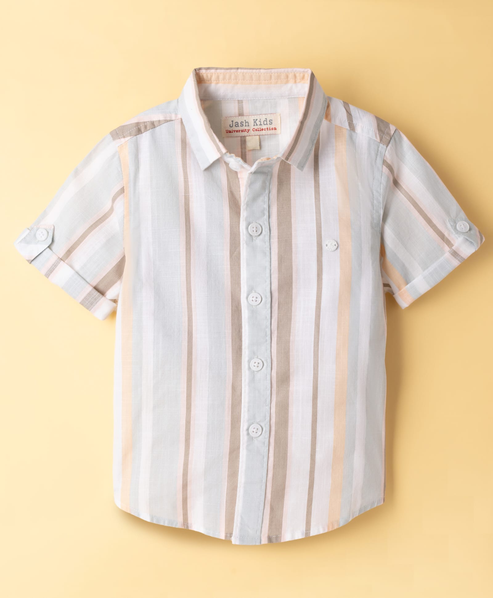 JASH KIDS Cotton Woven Half Sleeves Striped Shirt - Green-picture-26