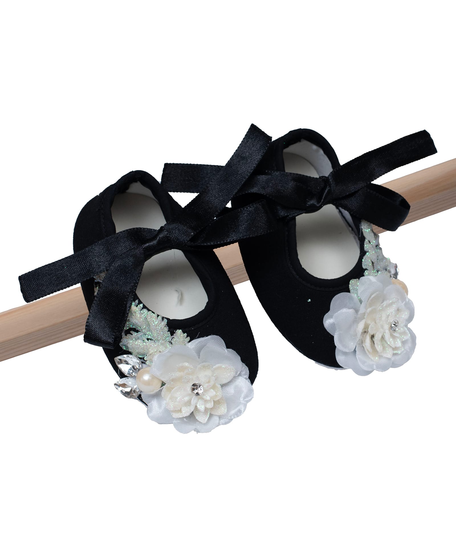 Daizy Floral Applique Detailed & Stones Embellished Booties - Black-image-22