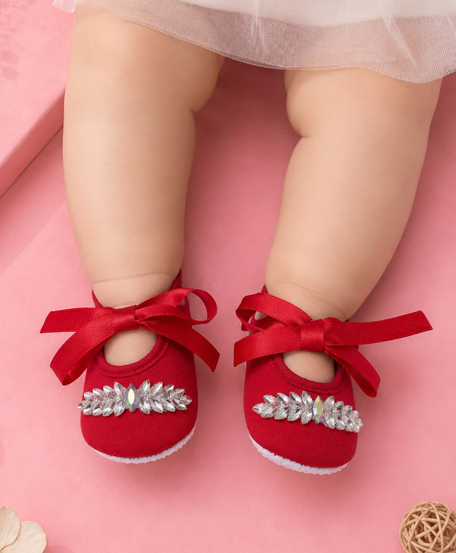 Daizy Stones Embellished Booties - Red-image-18