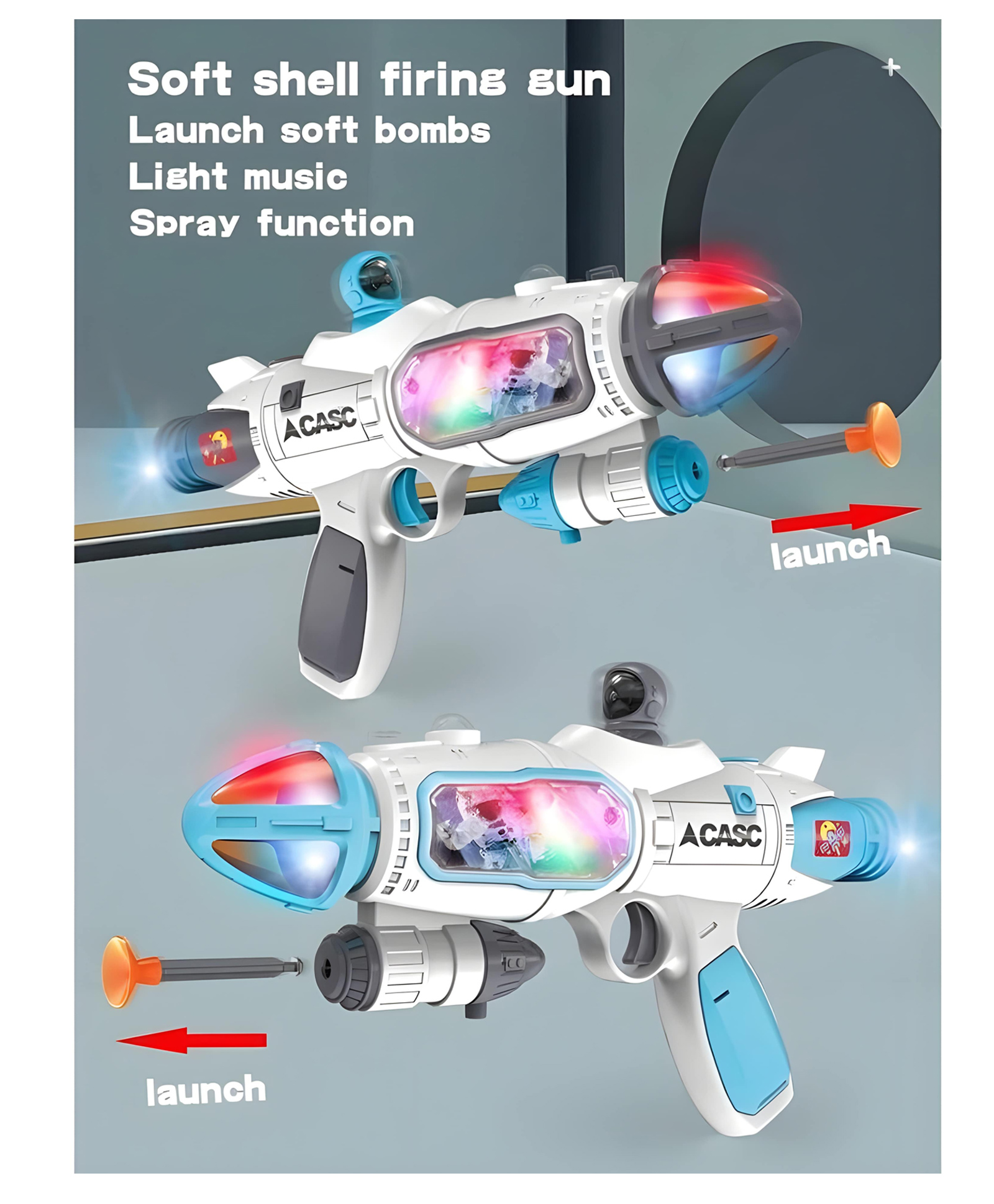 YAMAMA Space Exploration Blaster Toy Gun for Kids With LED Cool Lights And Music, Slideshow Display, Astronaut Sway, Suction Cup Darts, Fun Entertainment Kids Toys - (Pack of 1 - Color May Vary)-image-36