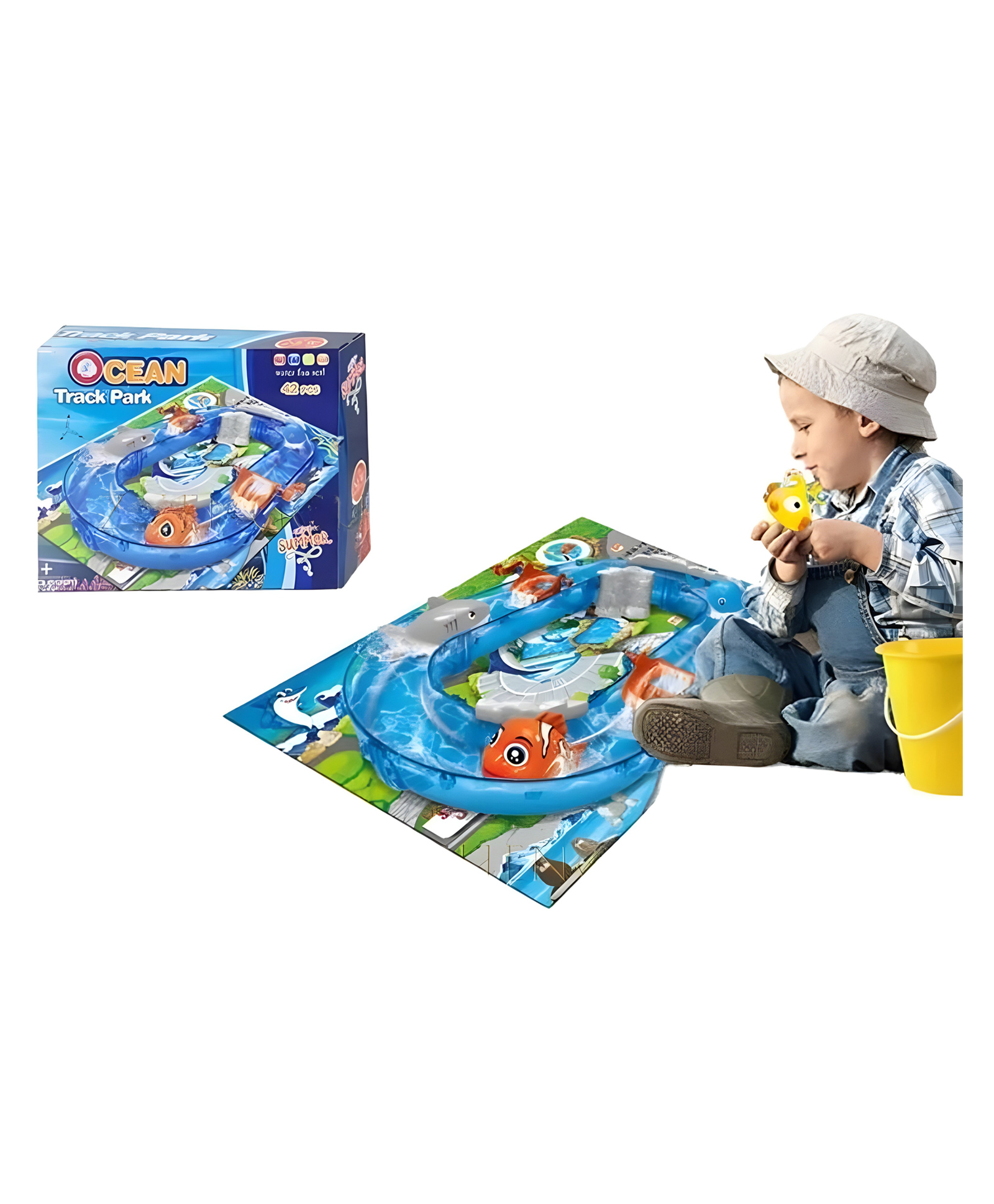 YAMAMA Ocean Track Park Toys For Kids, Interactive Water Track Toy With Water Lane, Rotating River Pump for Swimming Fish Fun, STEM Learning Bath Toy for Kids 42 Pieces - Multicolor-image-33