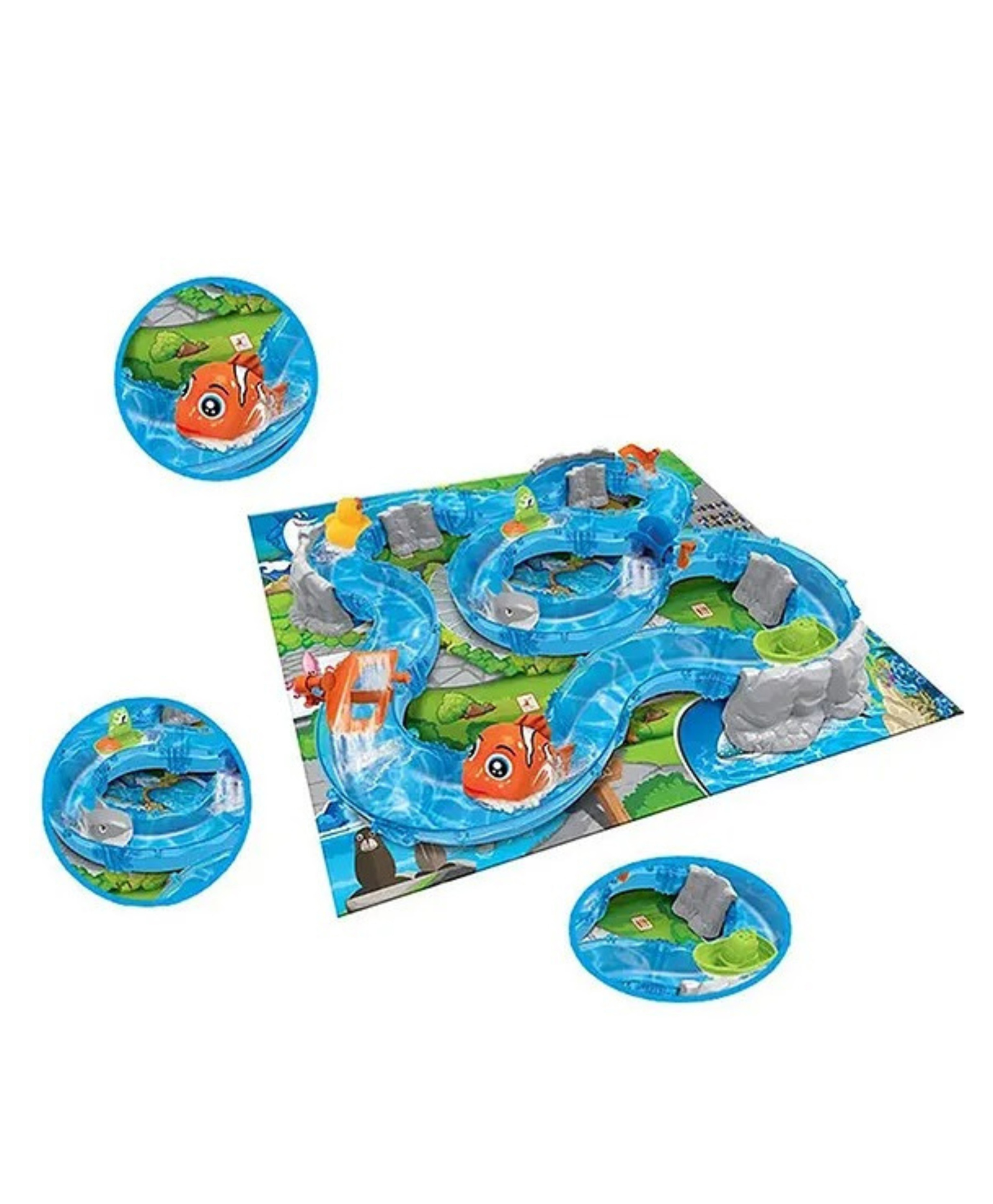 YAMAMA Ocean Track Park Toys For Kids, Interactive Water Track Toy With Water Lane, Rotating River Pump for Swimming Fish Fun, STEM Learning Bath Toy for Kids 93 Pieces - Multicolor-image-35