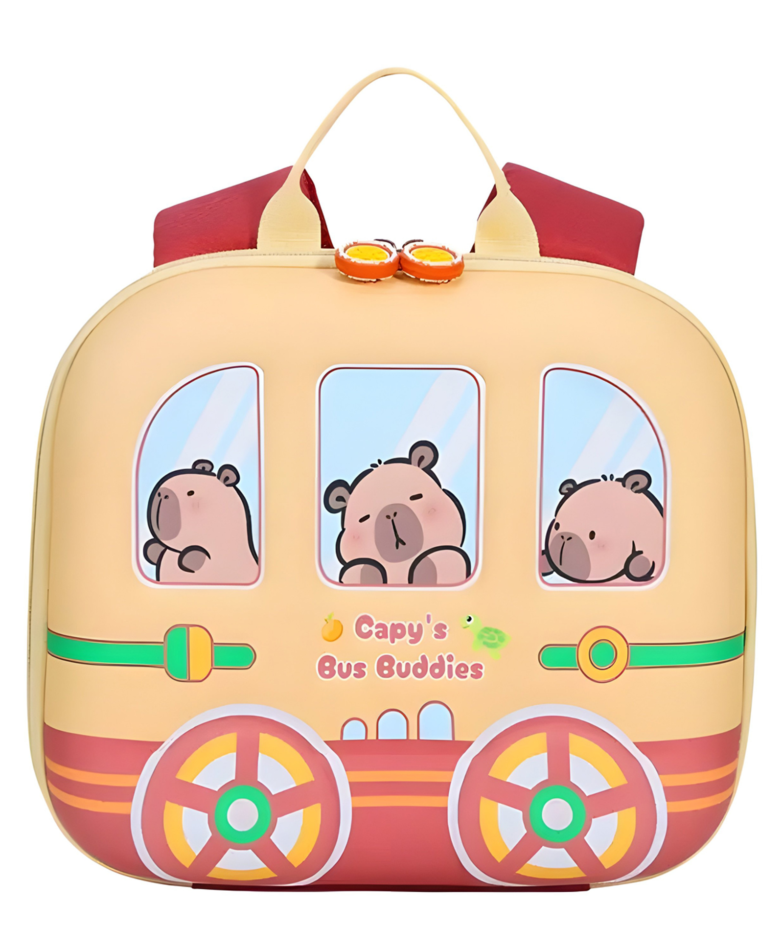 YAMAMA Capy's Bus Buddies Theme School Bags For Kids, 3D EVA Backpack With Adjustable Straps Premium Design Bag For Kids, Best For Preschool, School, Picnic - (Height 9.2 Inch - Multicolor)-picture-24