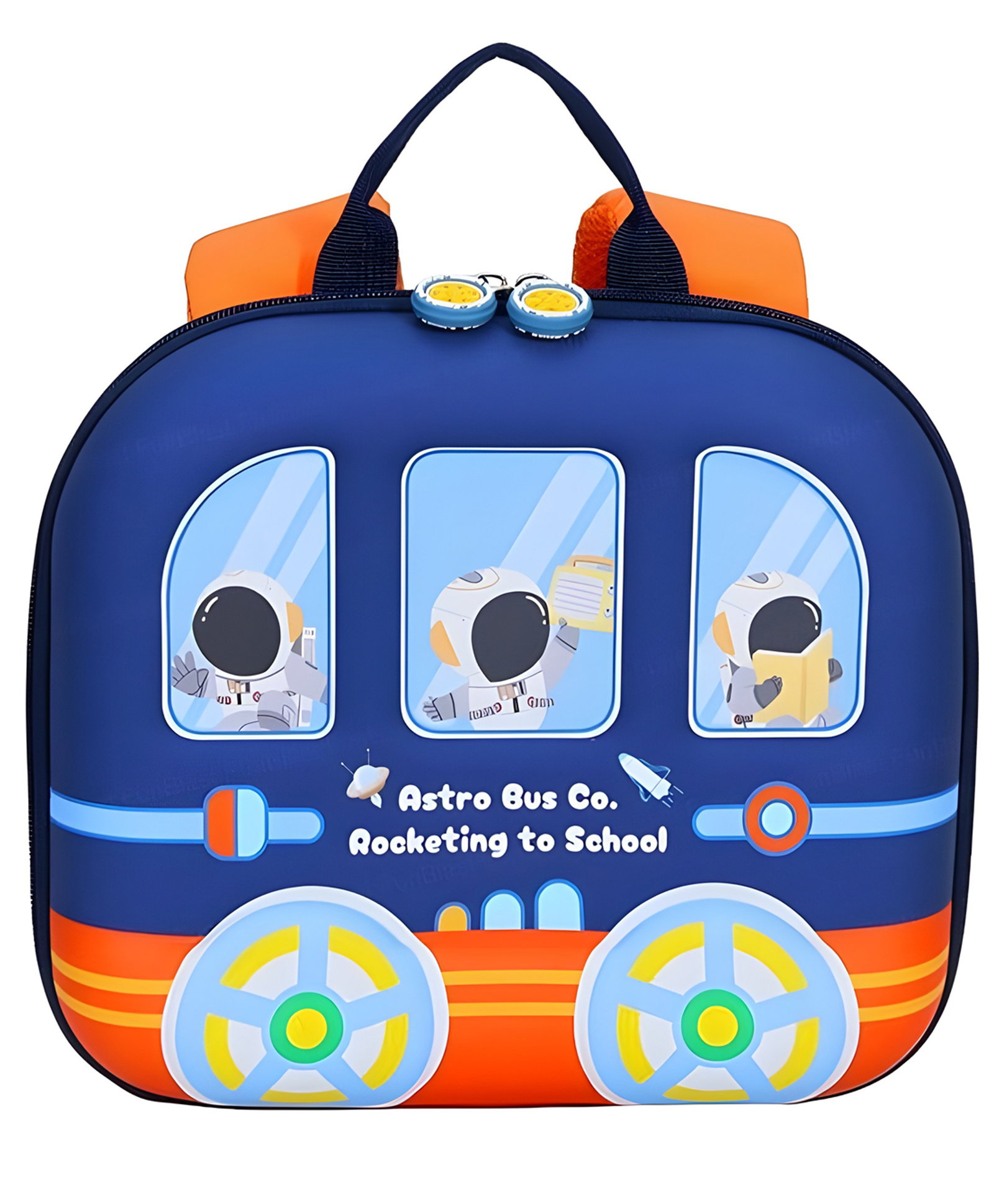 YAMAMA Astro Bus Co. Rocketing To School Theme School Bags For Kids, 3D EVA Backpack With Adjustable Straps Premium Design Bag For Kids Preschool, School, Picnic - Multicolor - Height 10 Inches-picture-28