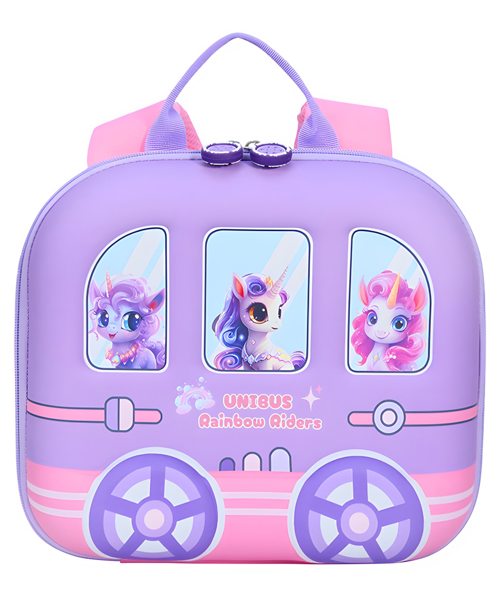 YAMAMA Uni Bus Rainbow Riders Theme School Bags For Kids, 3D EVA Backpack With Adjustable Straps Premium Design Bag For Kids, Best For Preschool, School, Picnic - (Height 9.2 Inches - Multicolor)-picture-27