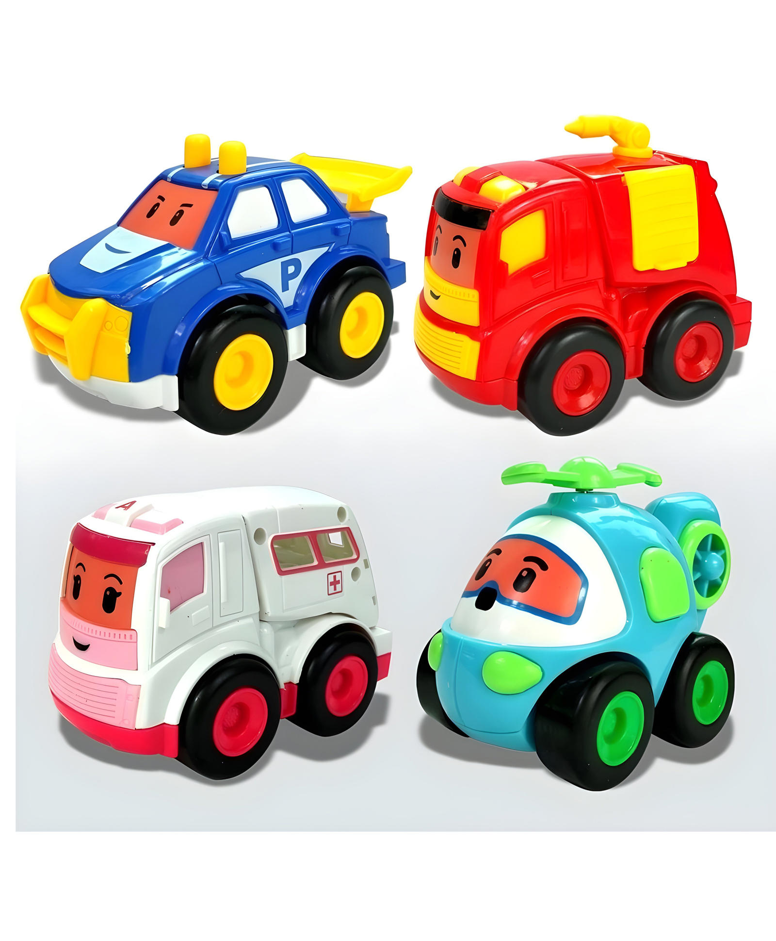 YAMAMA Rescue Team Car Set Toys For Kids, Friction Powered Cute Cartoon Toy Models of Helicopter, Fire Truck, Ambulance And Police Car, Fun Learning Entertainment Kids Toys 4 pieces - Multicolor-image-32