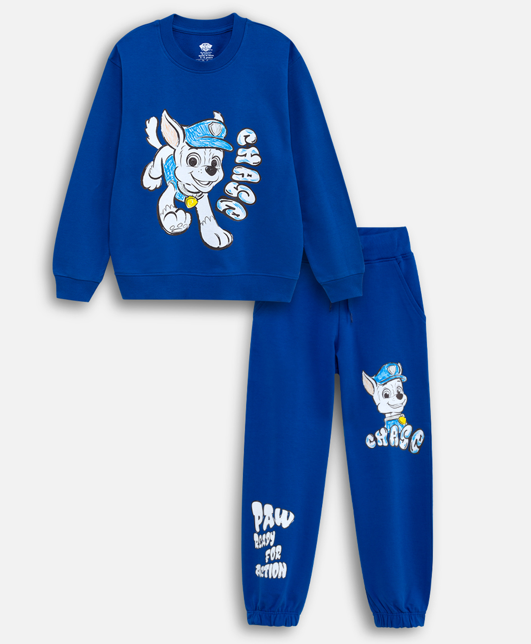Nap Chief Pure Cotton Knit Paw Patrol Featuring Full Sleeves Characters Printed Winter Sweatshirt & Joggers Set - Blue-picture-27