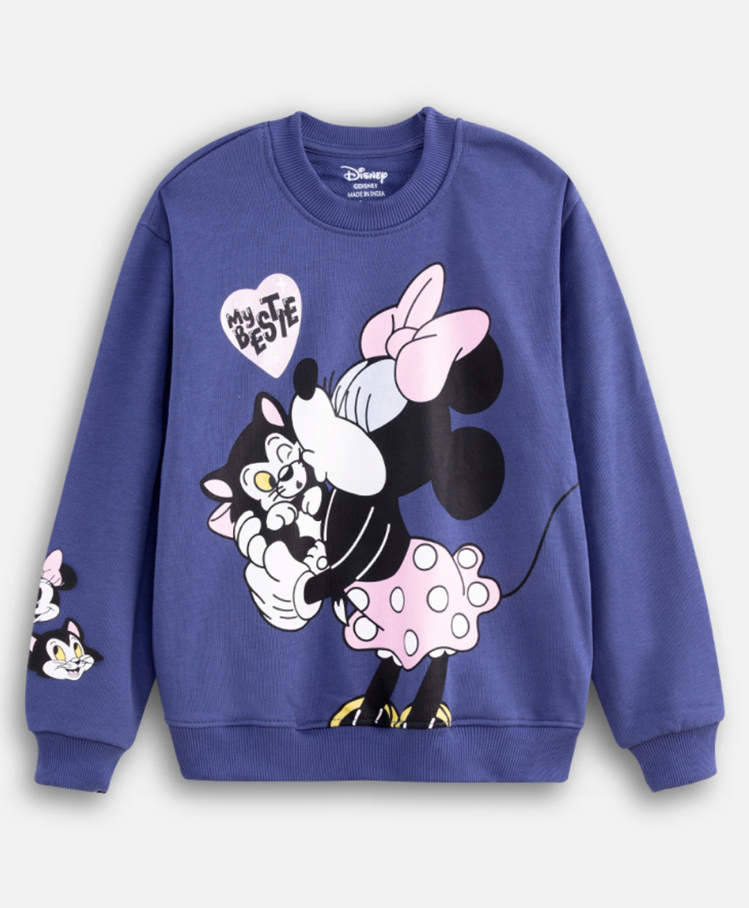Nap Chief Cotton Blend Knit Disney Mickey Mouse & Friends Featuring Full Sleeves Minnie Mouse Printed Light Winter Sweatshirt - Skipper Blue-picture-21