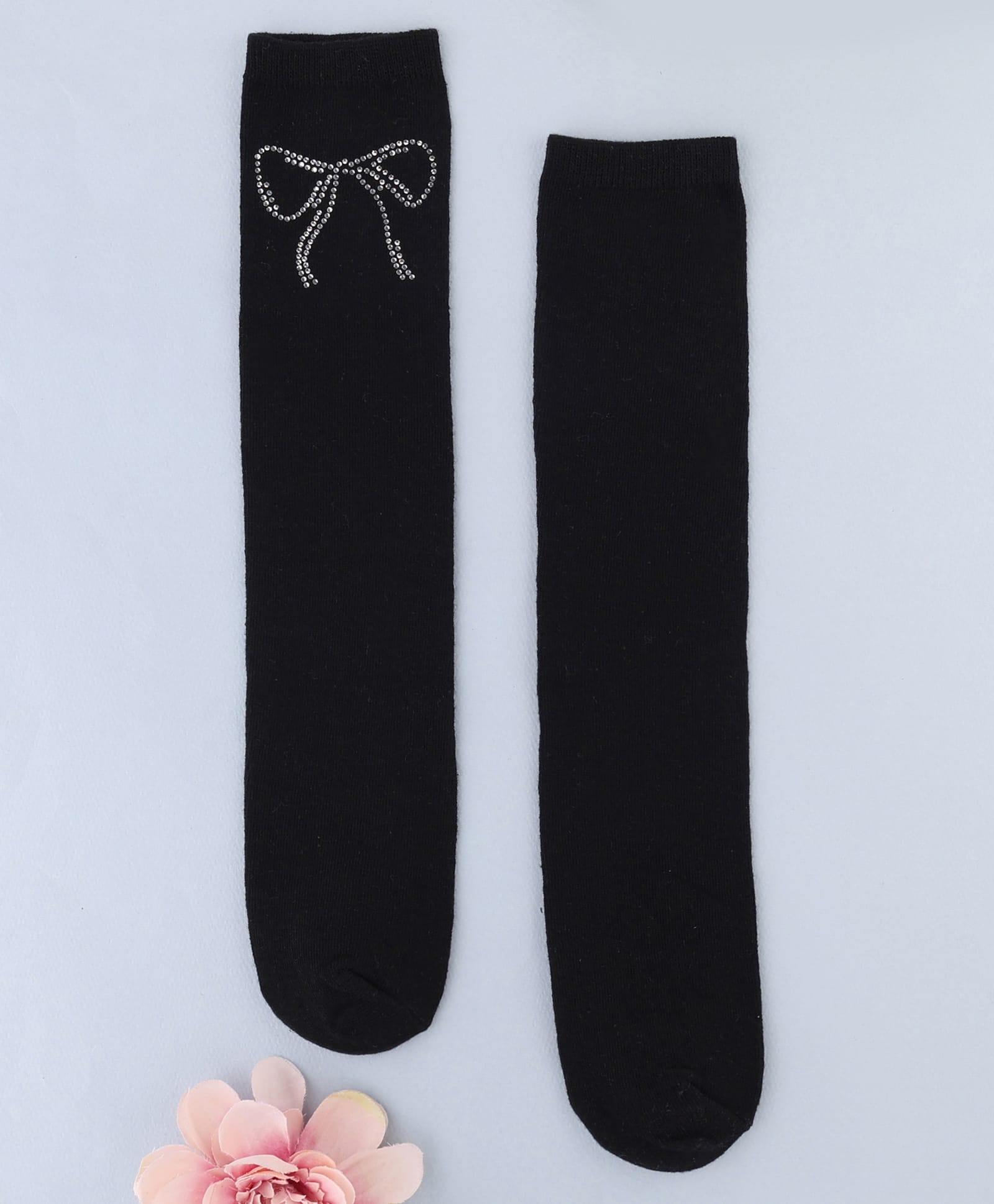 KIDLINGSS Stone Embellished Bow Designed Socks - Black-image-22