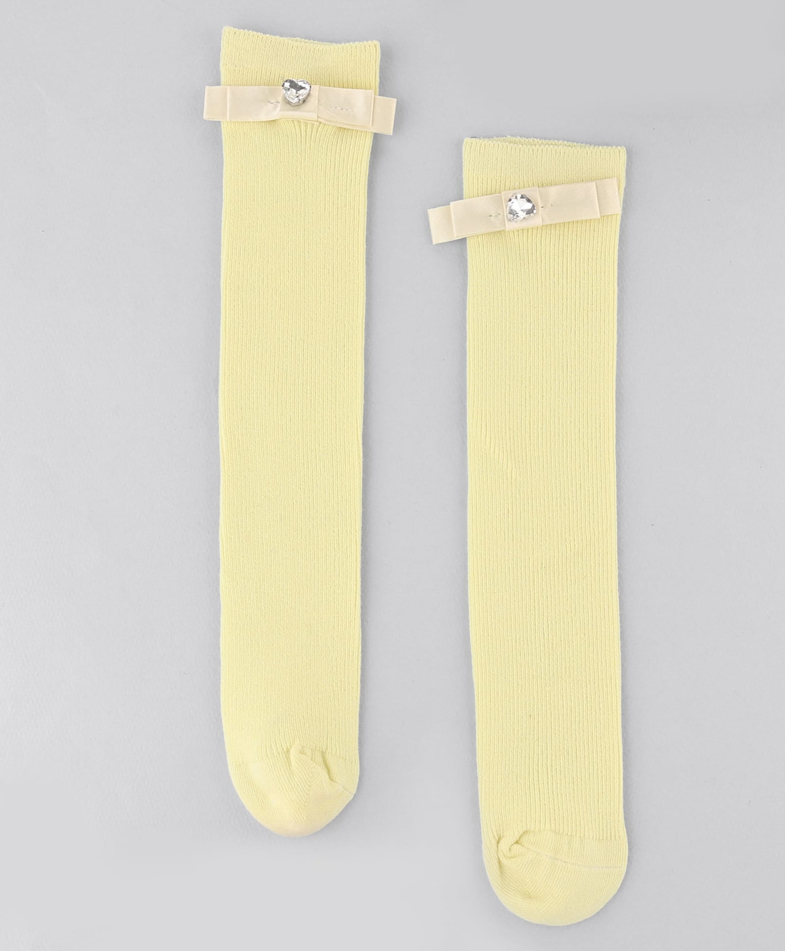 KIDLINGSS Cotton Knit Ribbon Applique Detailed & Stone Embellished Socks - Yellow-image-26