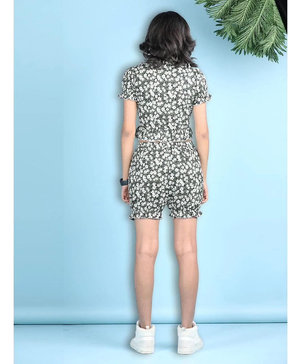 ちーちゃん　set up half sleeve dress Buy Cutiekins Woven Half Sleeves Floral Printed Crop Top & Shorts