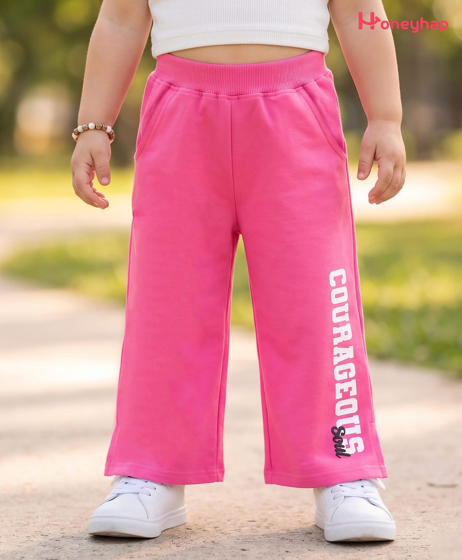 Honeyhap Premium 100% Cotton Knit Full Length Text Printed Lounge Pant With Bio Finish - Pink-picture-31