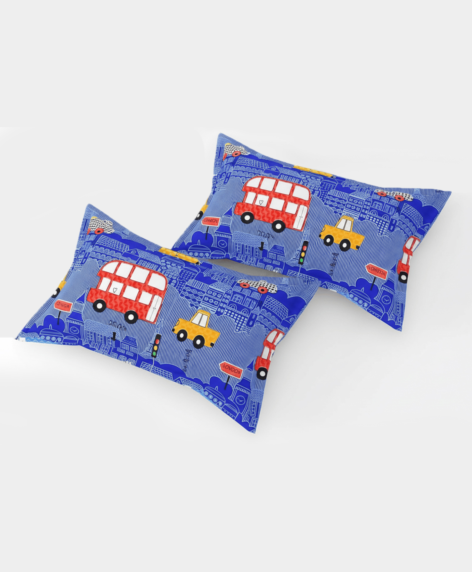 FILYMORE Pillow Covers Pair of 2 Covers for Kids' Room, super car theme Girls, Boys | 240 TC Microfiber Soft & Skin Friendly Pillow Cases | Size (17 x 27 inch (Blue red and white).-image-10