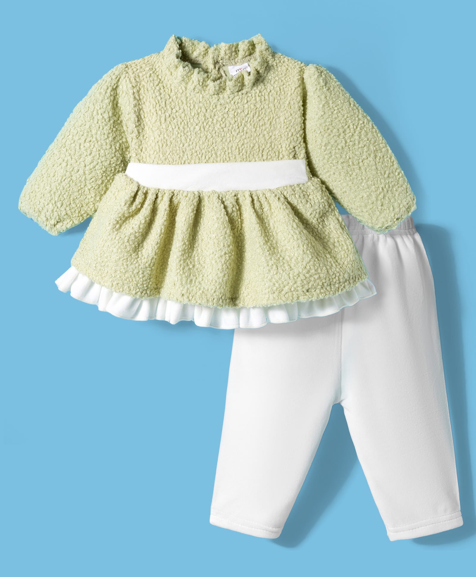 Mom's pet Fleece Knit Full Sleeves Solid Winter Top & Pant Set - Green-picture-27